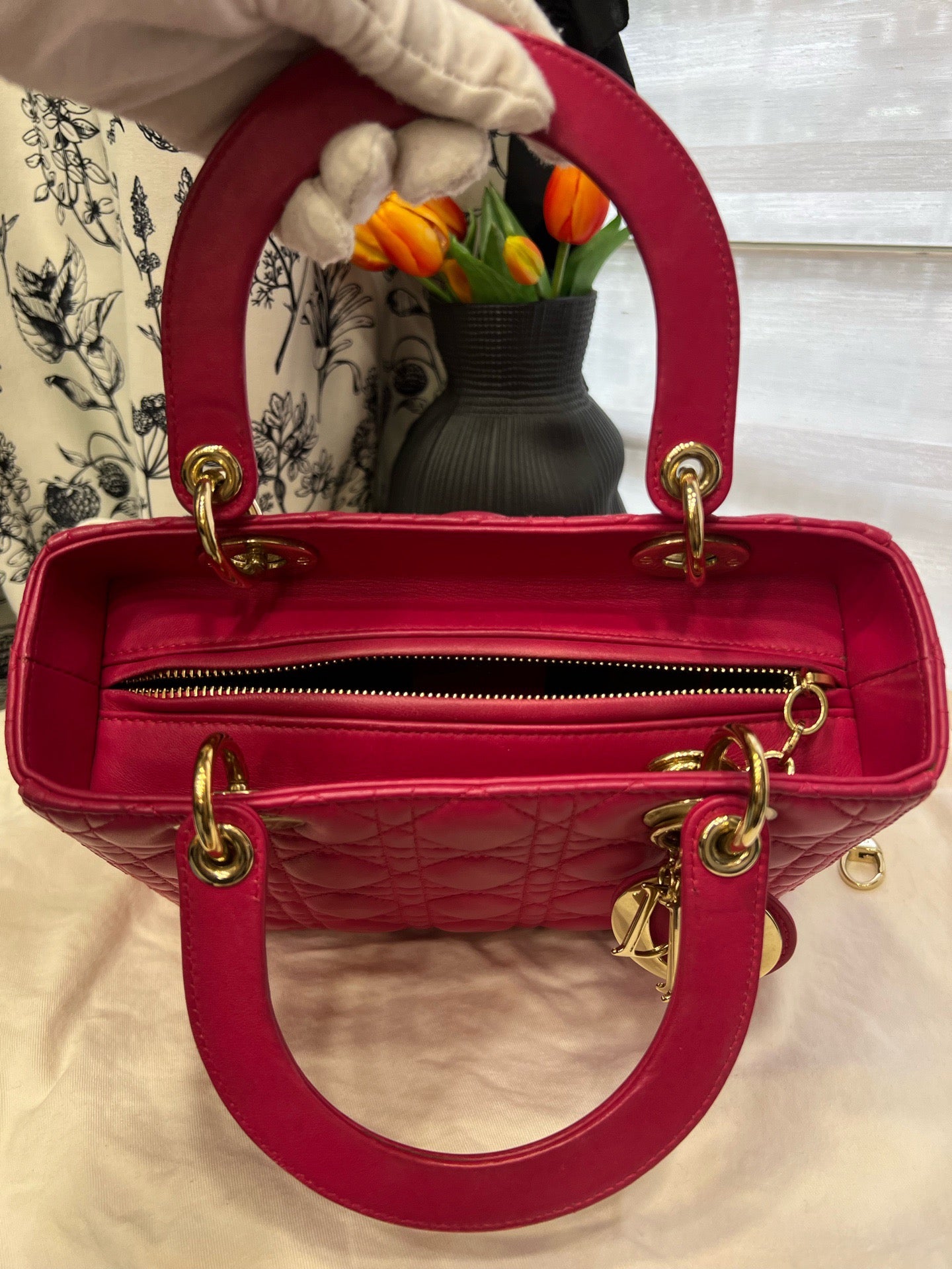 Dior - Lady Dior - Leather - Pink - (medium)