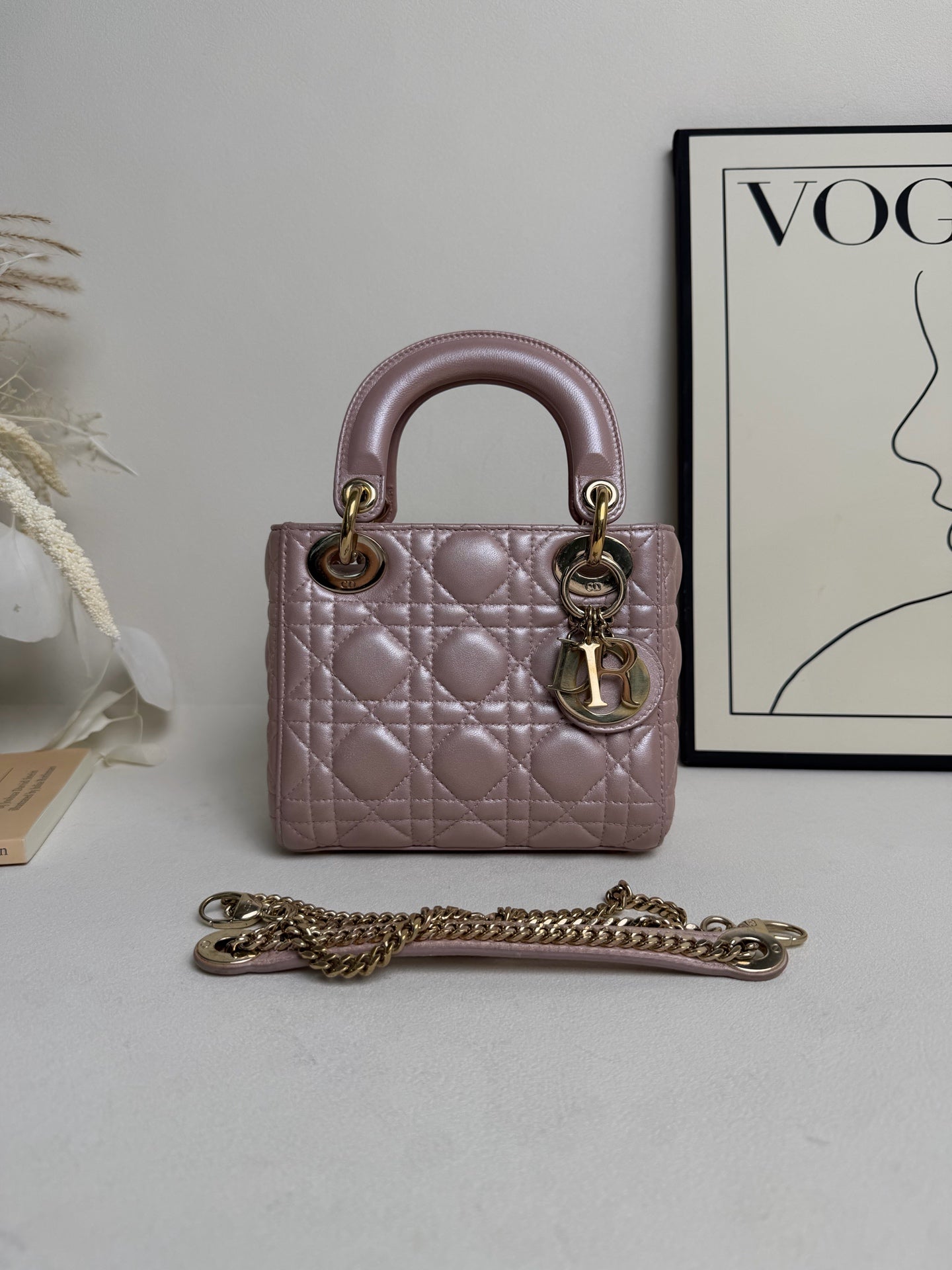 Dior - Lady Dior - Leather - Pink - (mini)