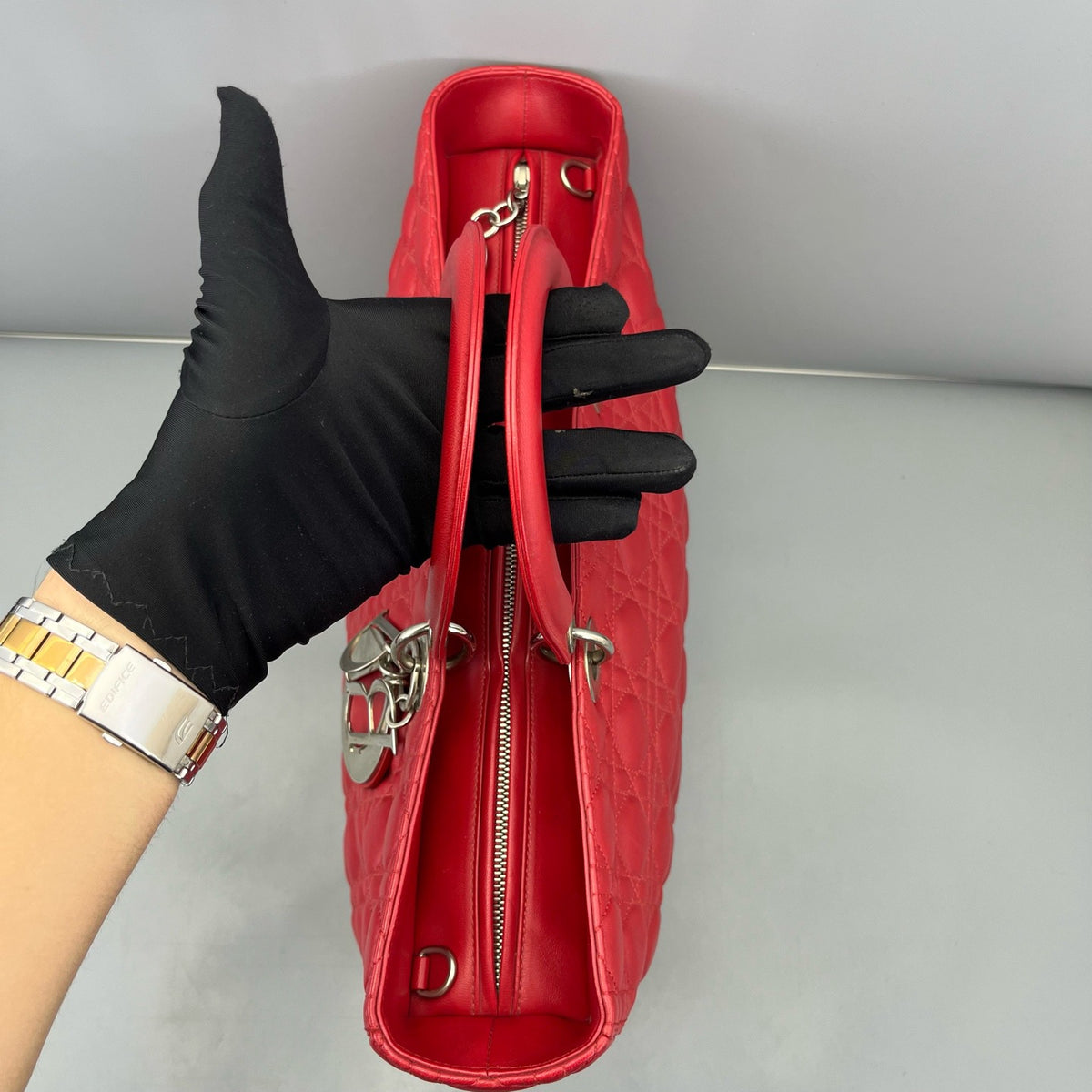 Dior - Lady Dior - Leather - Red - (large)