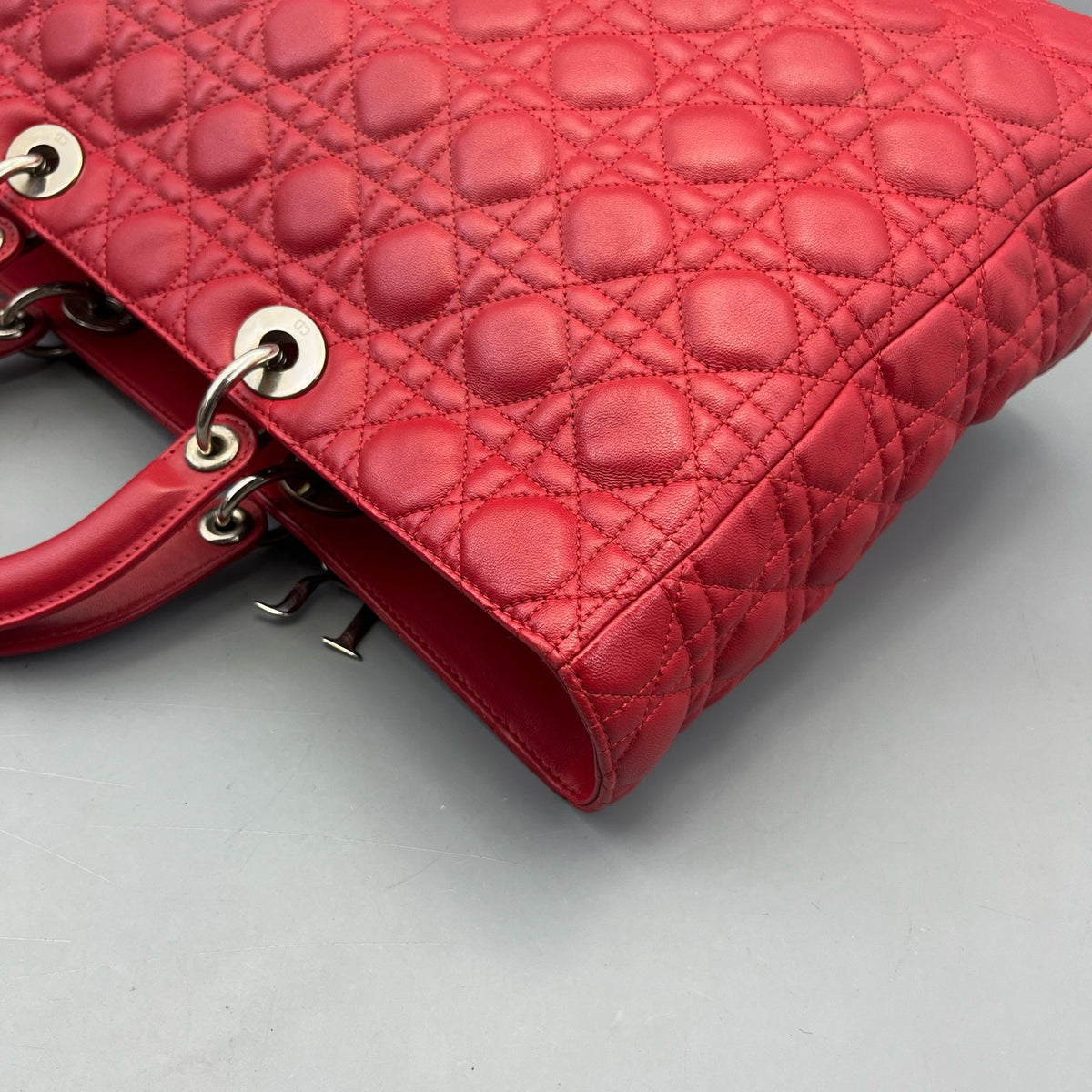 Dior - Lady Dior - Leather - Red - (large)