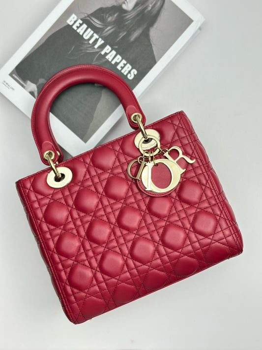 Dior - Lady Dior - Leather - Red - (medium)