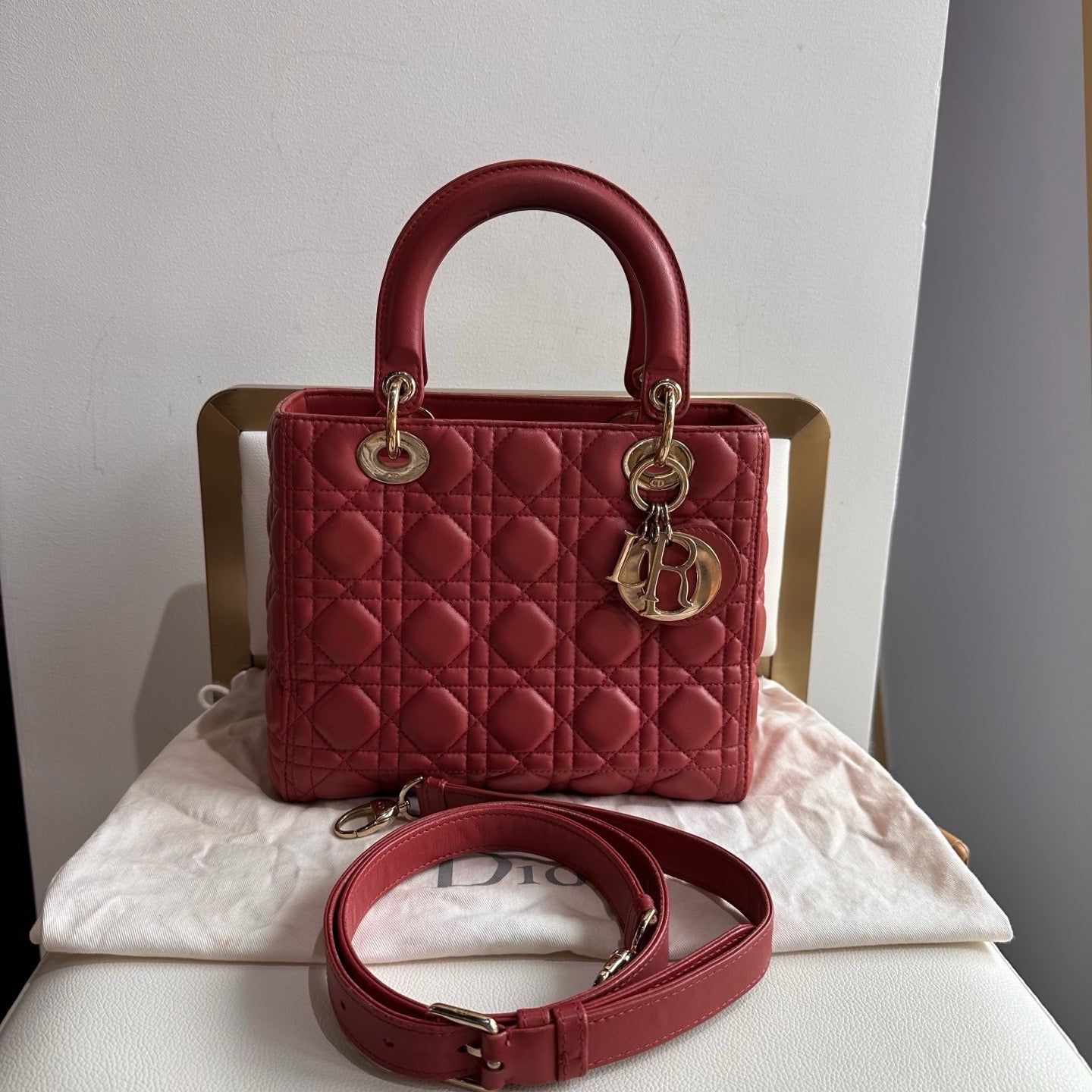Dior - Lady Dior - Leather - Red - (medium)