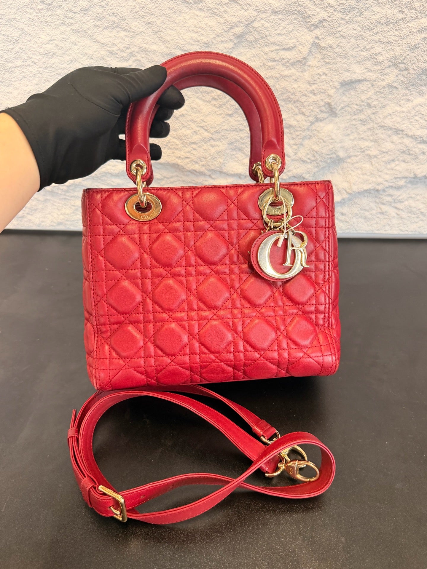 Dior - Lady Dior - Leather - Red - (medium)