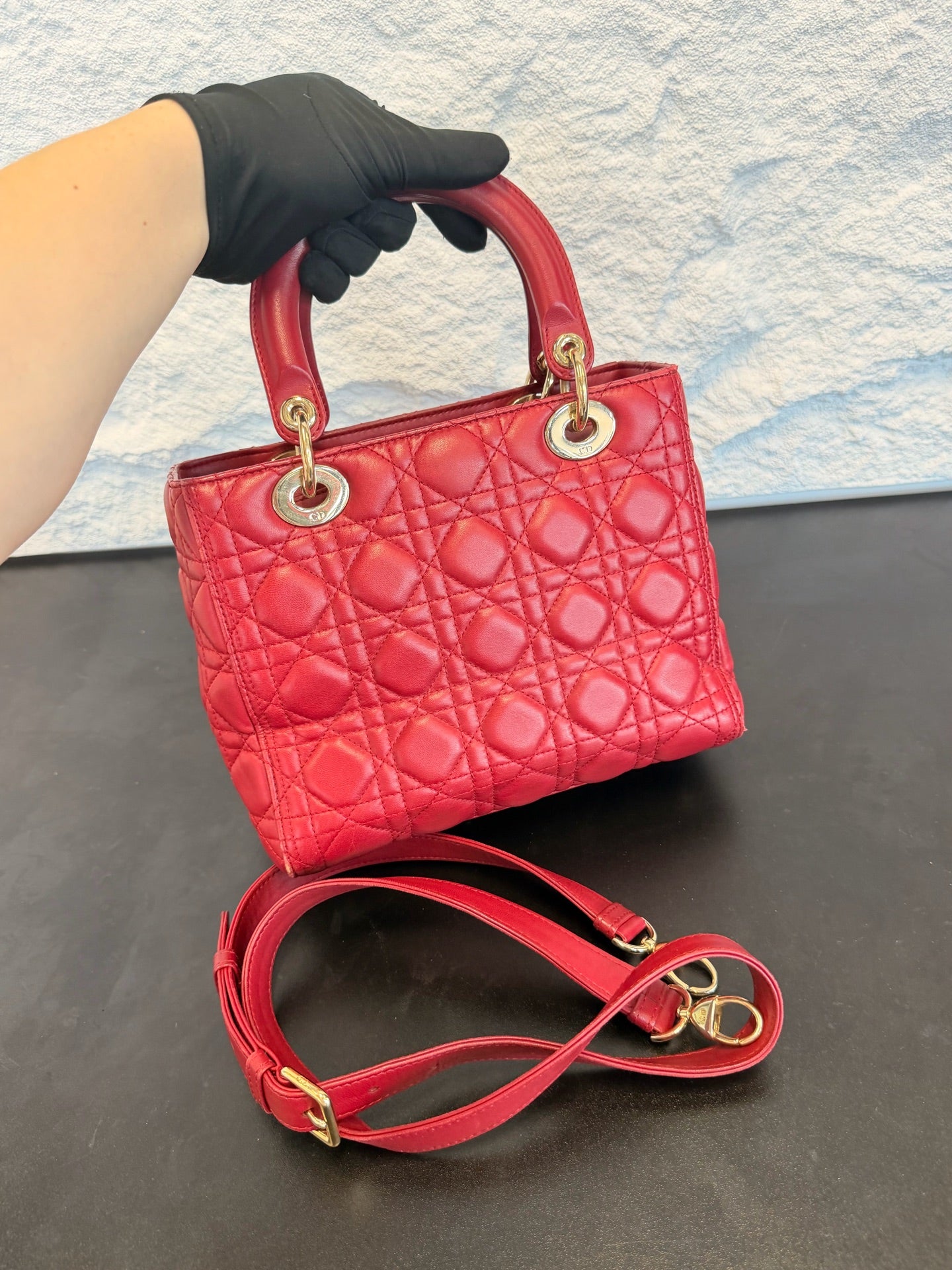 Dior - Lady Dior - Leather - Red - (medium)