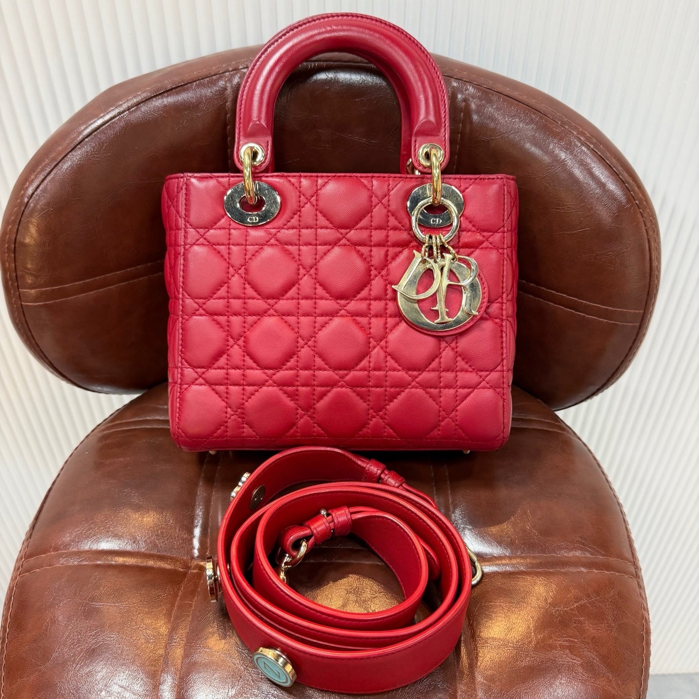 Dior - Lady Dior - Leather - Red - (small)