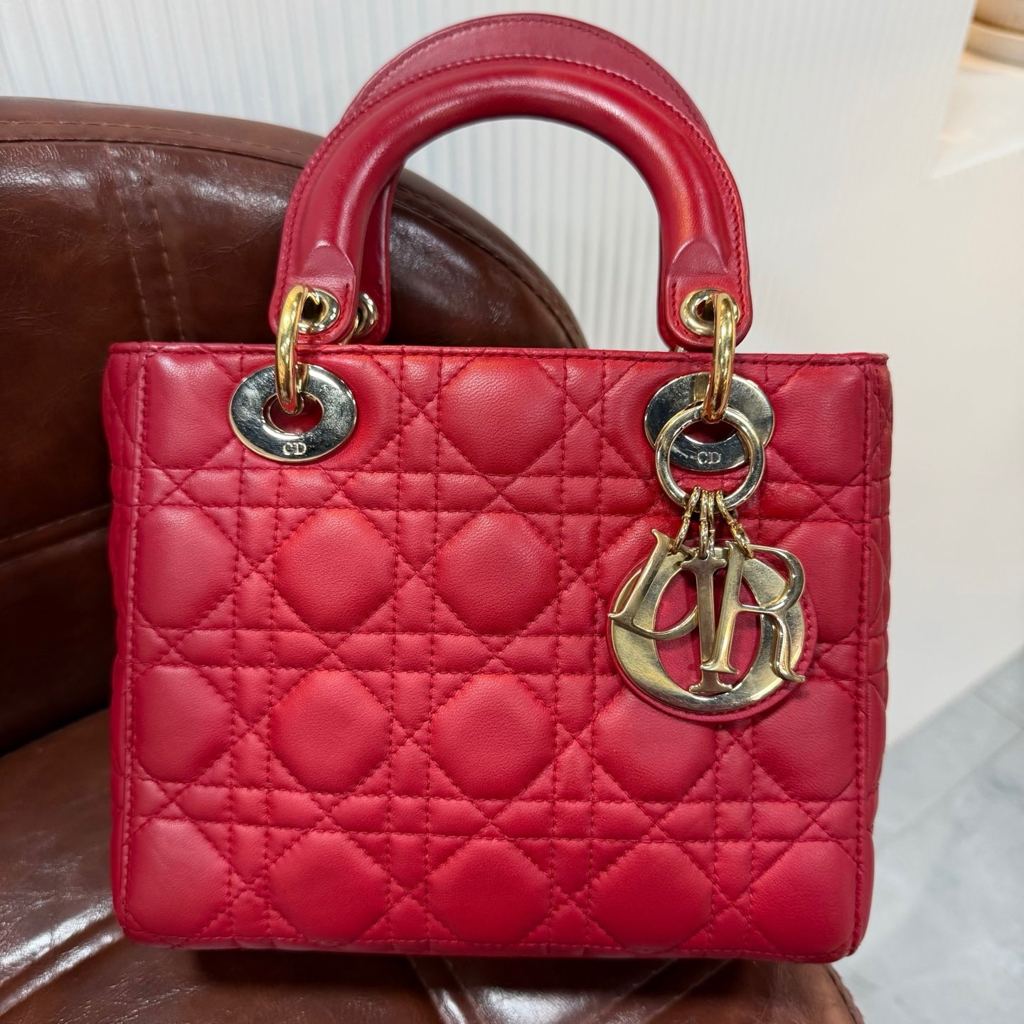 Dior - Lady Dior - Leather - Red - (small)