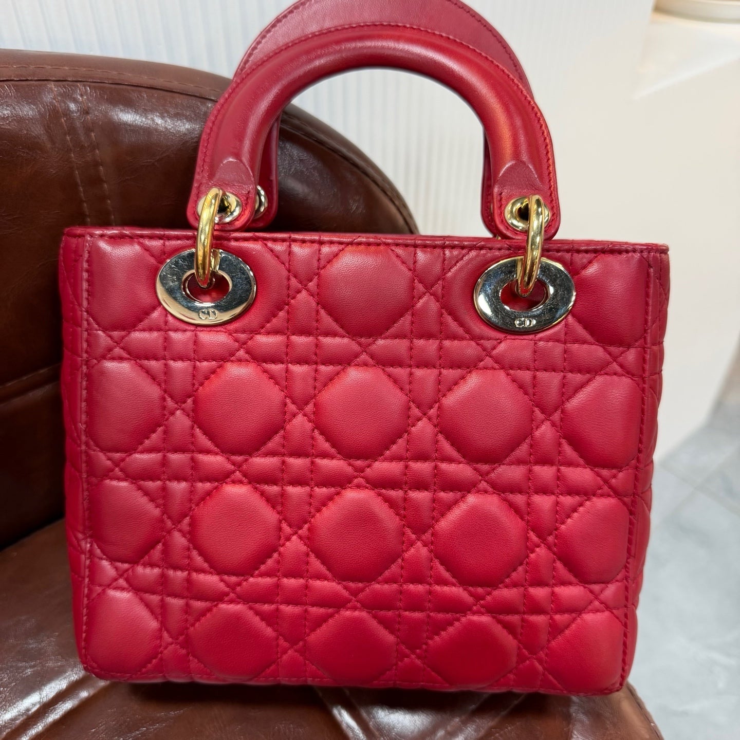 Dior - Lady Dior - Leather - Red - (small)