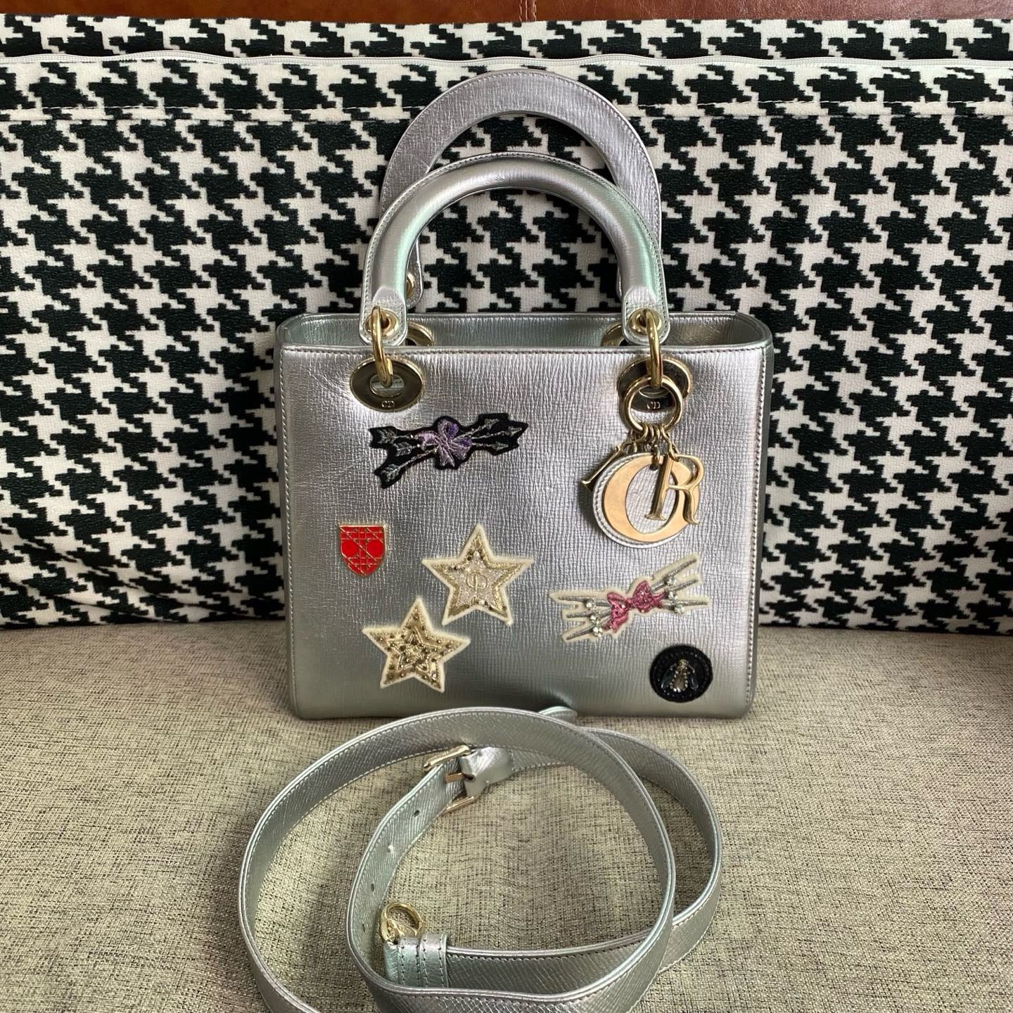 Dior - Lady Dior - Leather - Silver - (small)