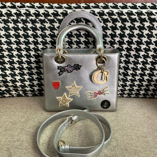 Dior - Lady Dior - Leather - Silver - (small)