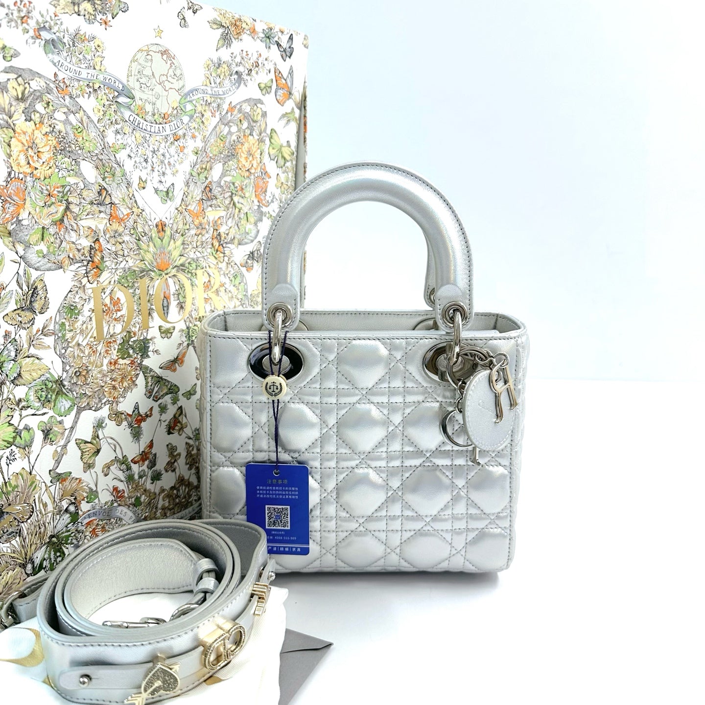 Dior - Lady Dior - Leather - Silver - (small)