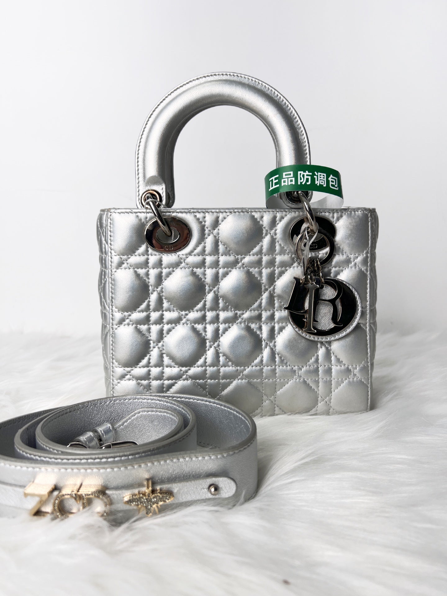 Dior - Lady Dior - Leather - Silver - (small)