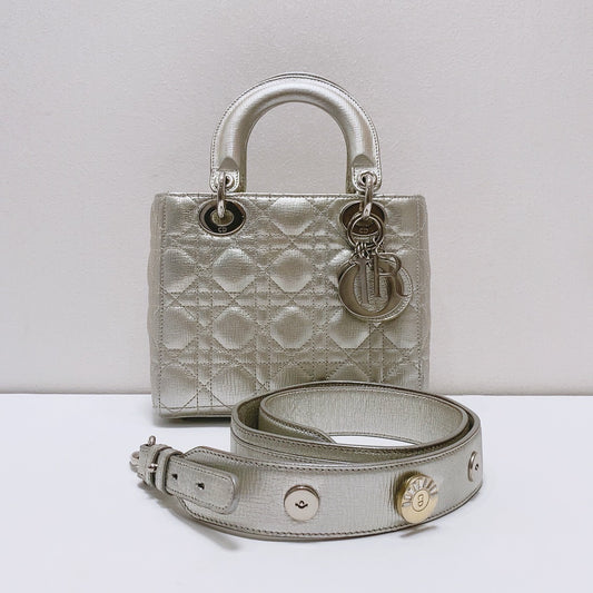 Dior - Lady Dior - Leather - Silver - (small)