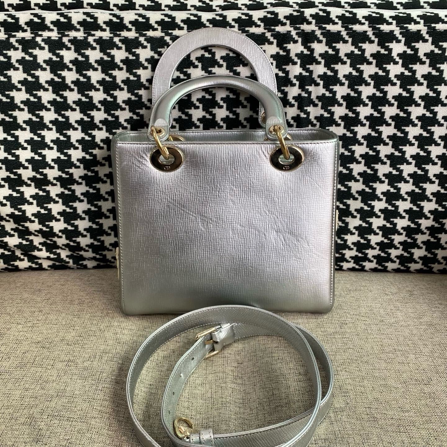 Dior - Lady Dior - Leather - Silver - (small)