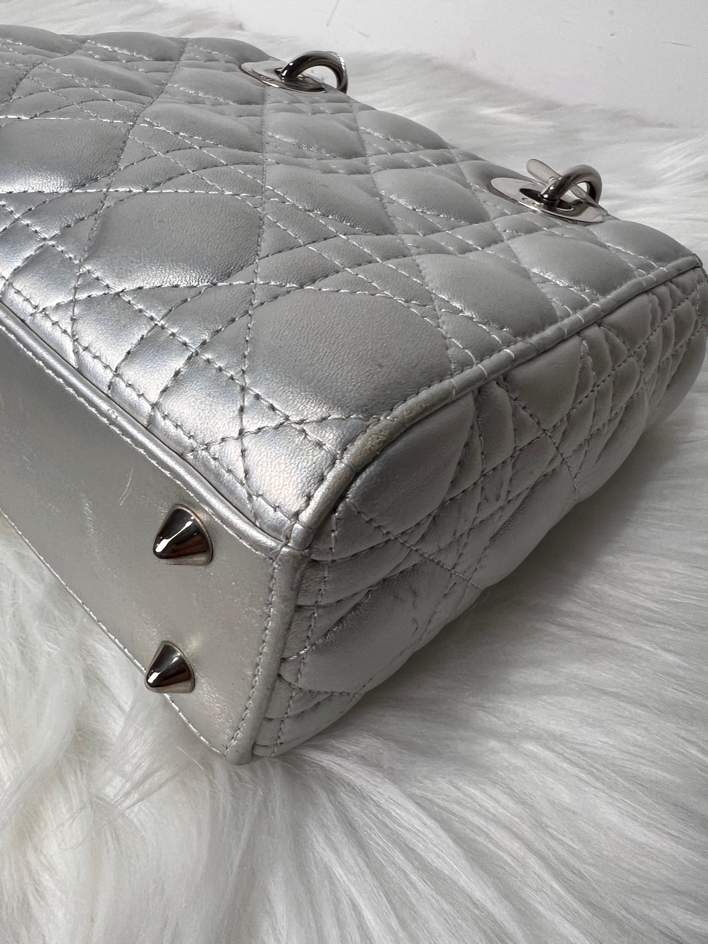 Dior - Lady Dior - Leather - Silver - (small)