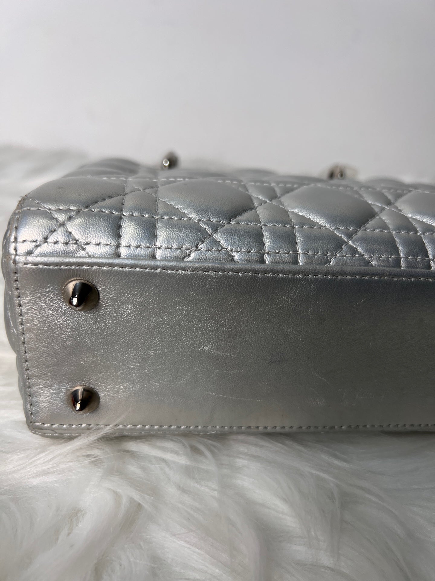 Dior - Lady Dior - Leather - Silver - (small)