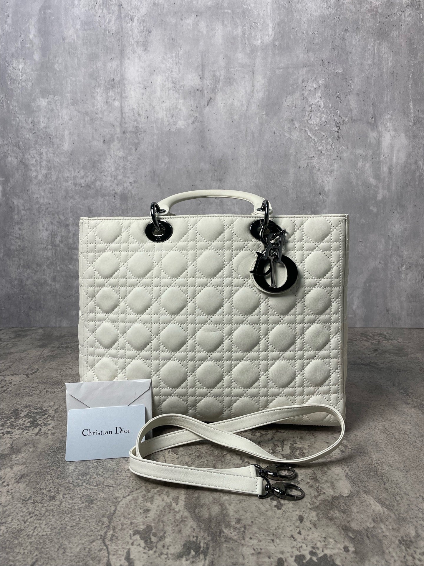 Dior - Lady Dior - Leather - White - (large)