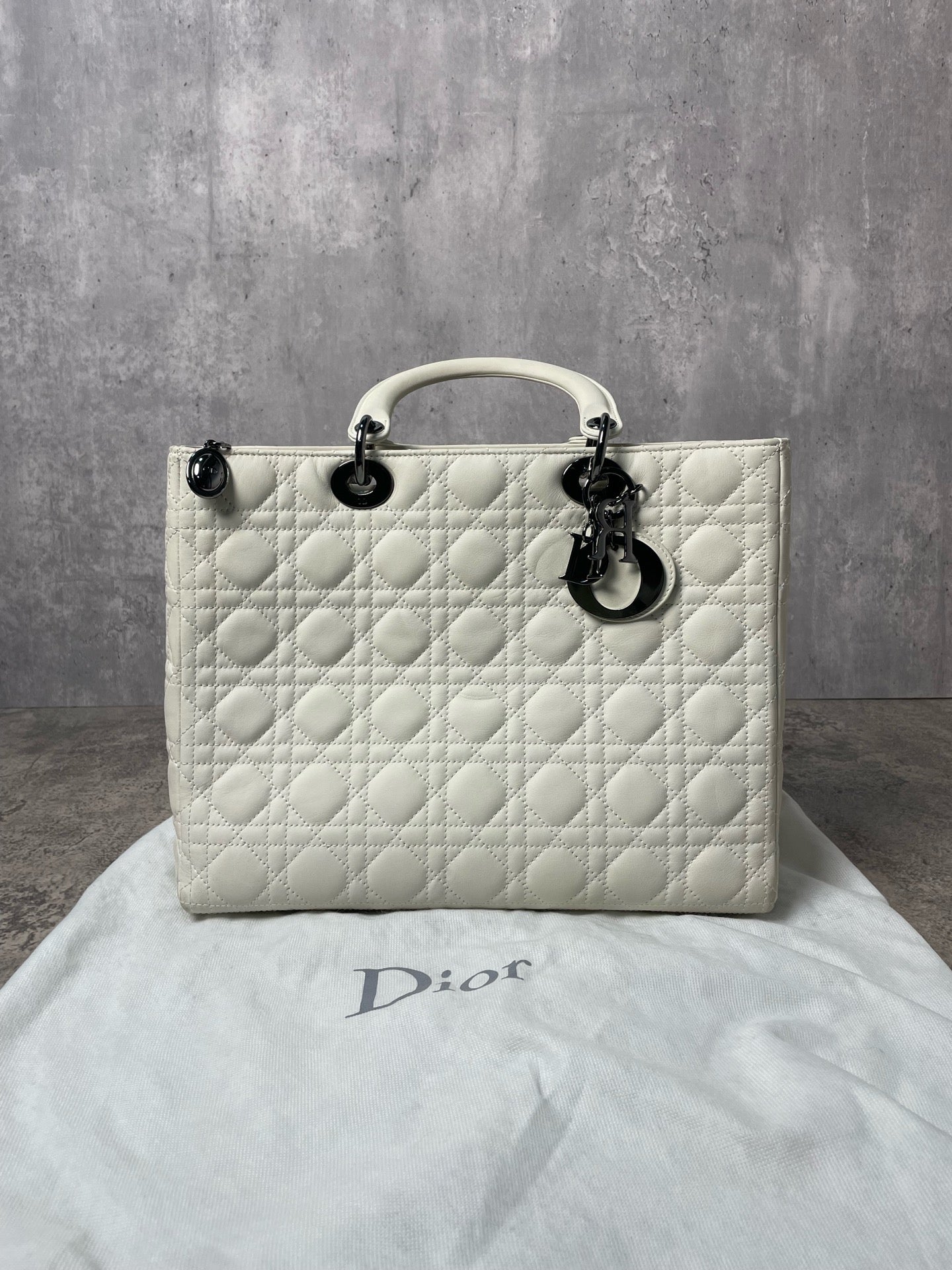 Dior - Lady Dior - Leather - White - (large)