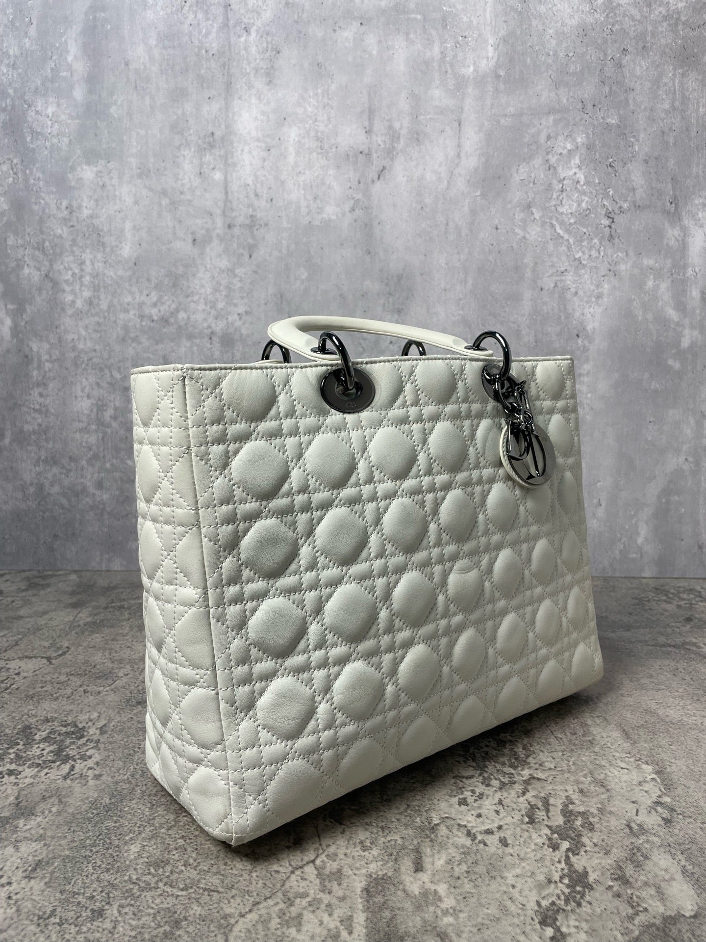 Dior - Lady Dior - Leather - White - (large)