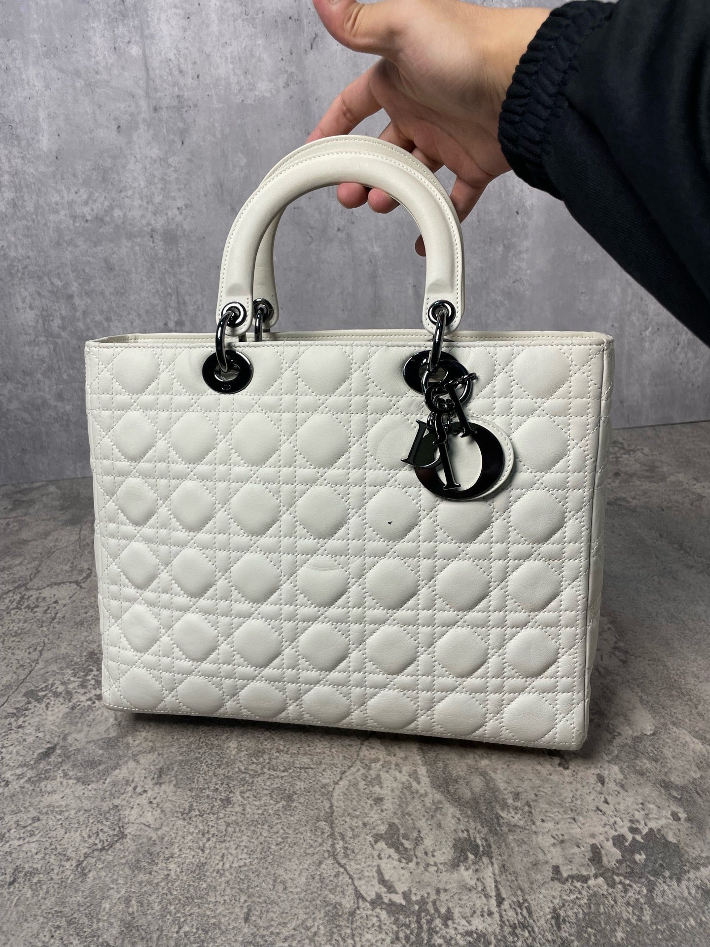 Dior - Lady Dior - Leather - White - (large)