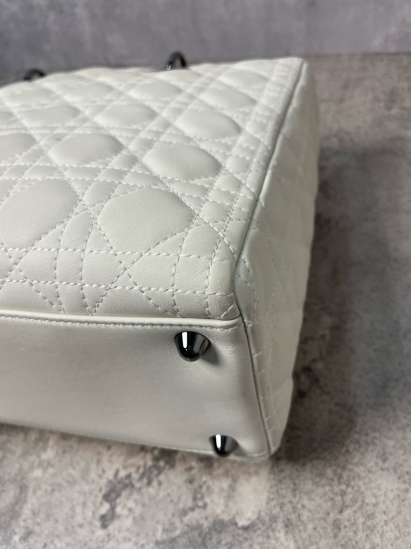 Dior - Lady Dior - Leather - White - (large)