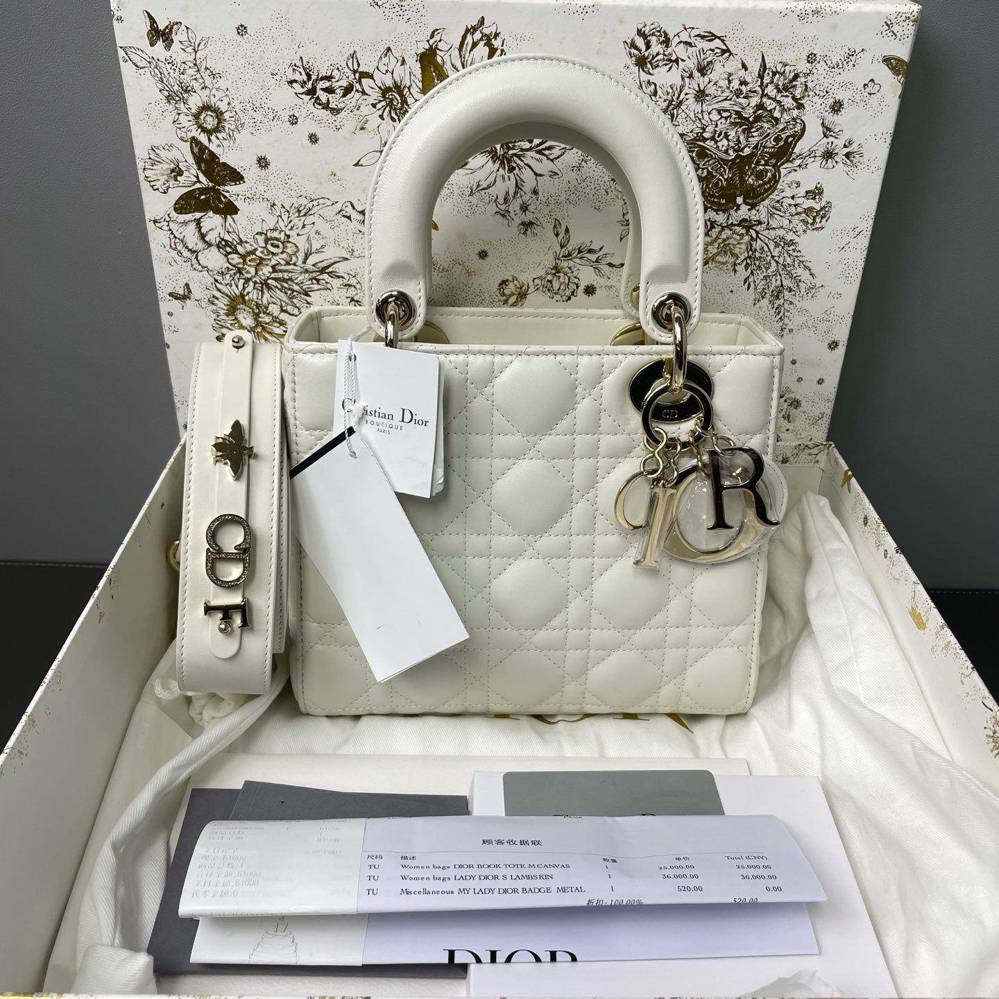Dior - Lady Dior - Leather - White - (mini)