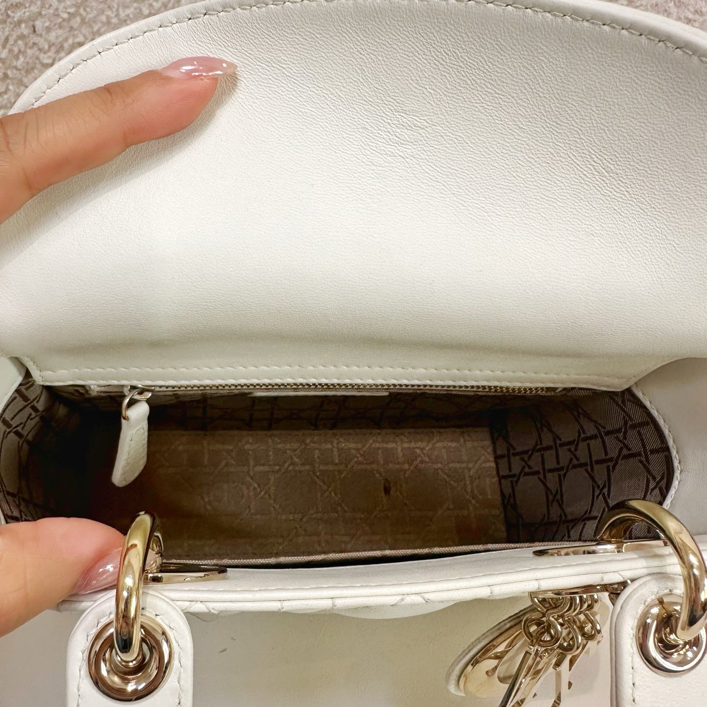 Dior - Lady Dior - Leather - White - (small)