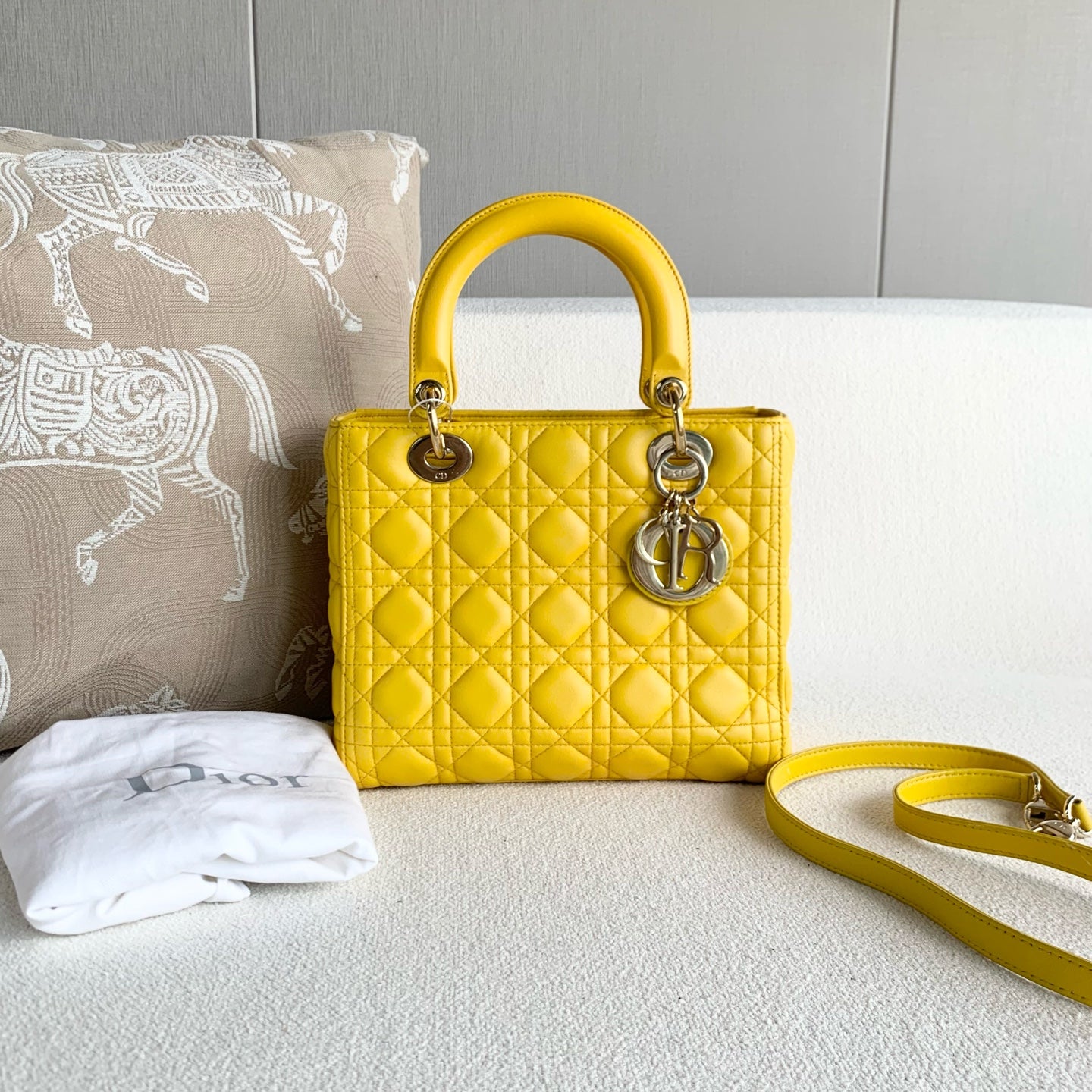 Dior - Lady Dior - Leather - Yellow - (medium)