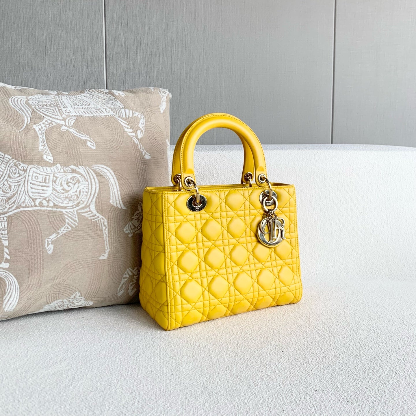 Dior - Lady Dior - Leather - Yellow - (medium)