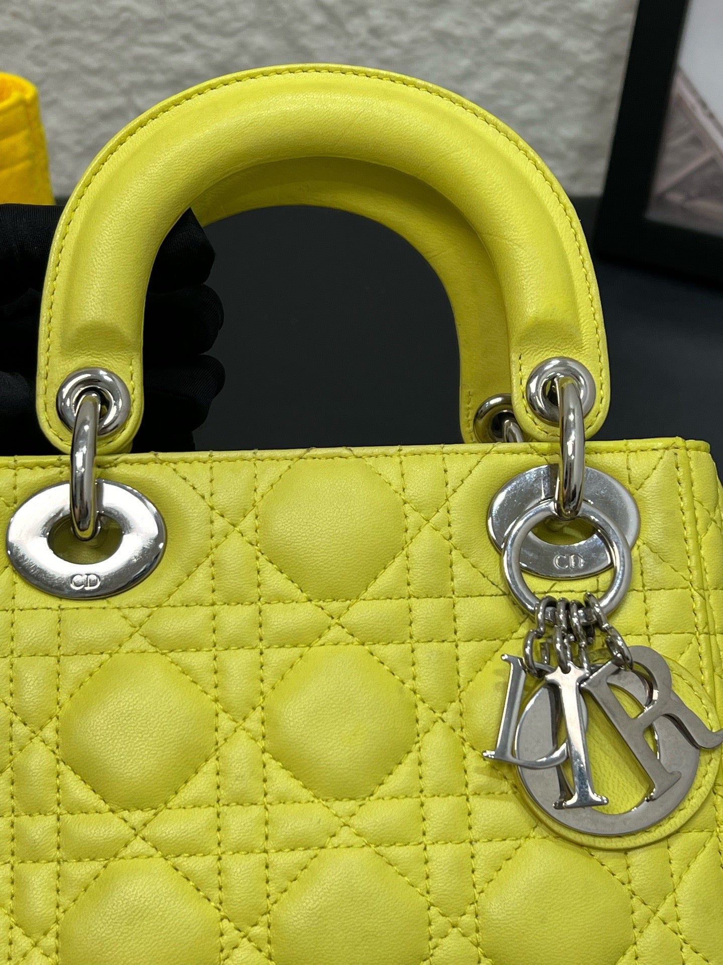 Dior - Lady Dior - Leather - Yellow - (mini)