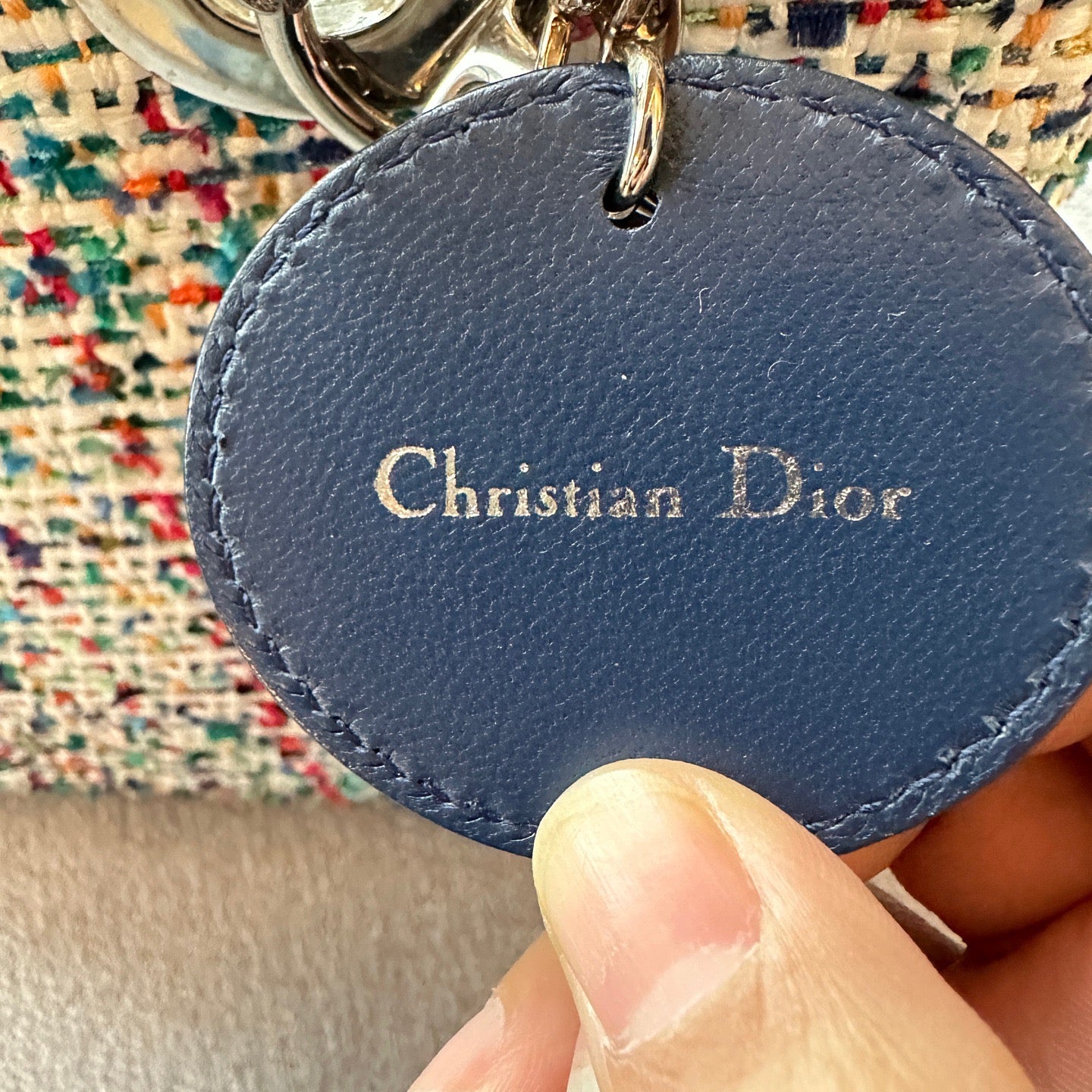 Dior - Lady Dior (Limited Edition Woven) - Tweed and Leather - Multicolour with Navy Accents - (Small)