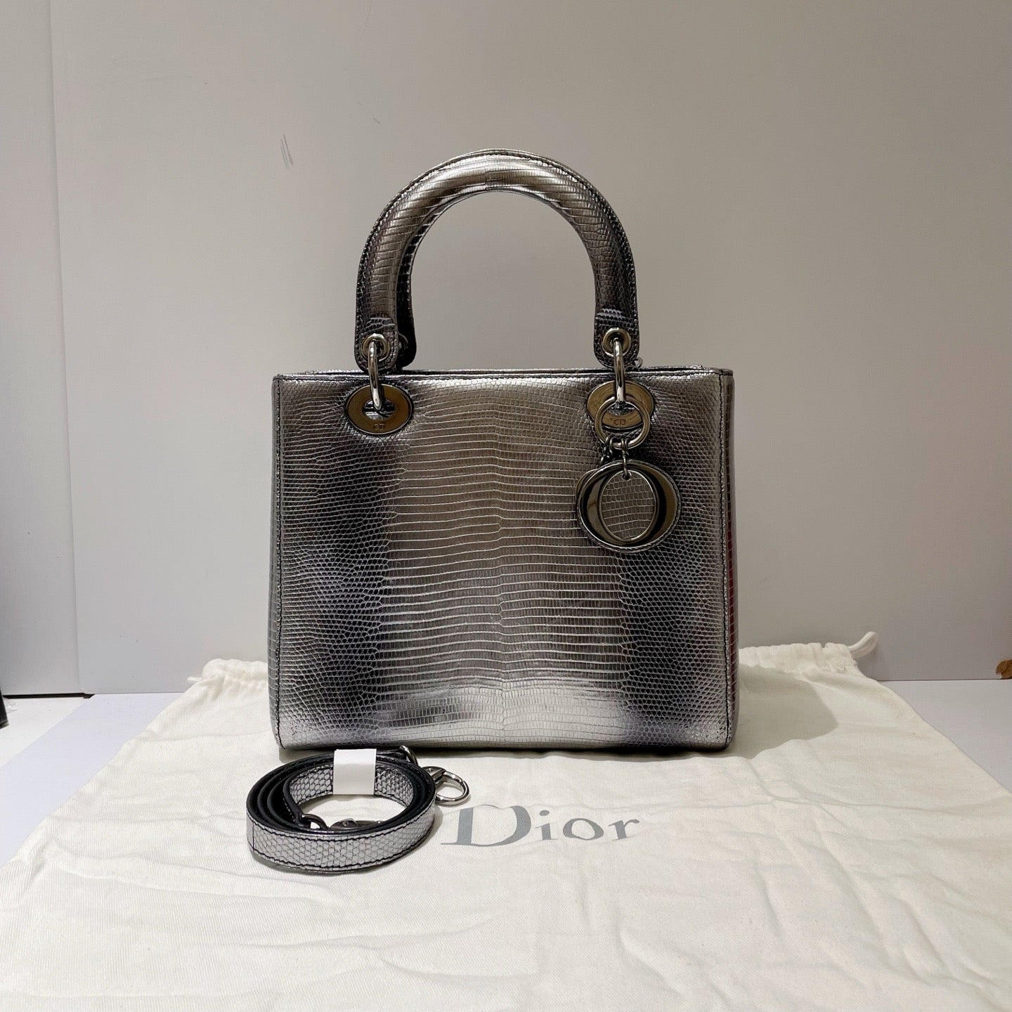 Dior - Lady Dior - Lizard - Silver - (medium)
