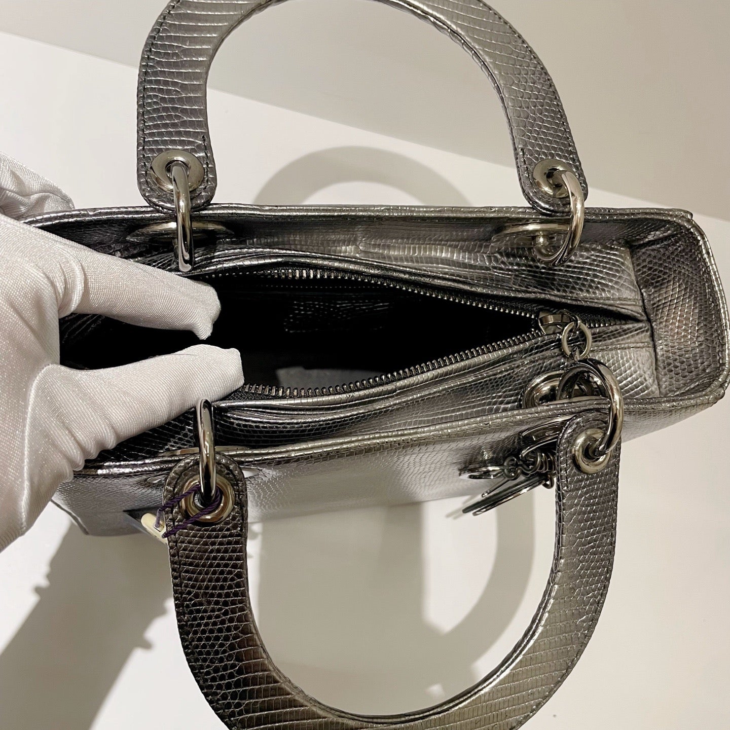 Dior - Lady Dior - Lizard - Silver - (medium)