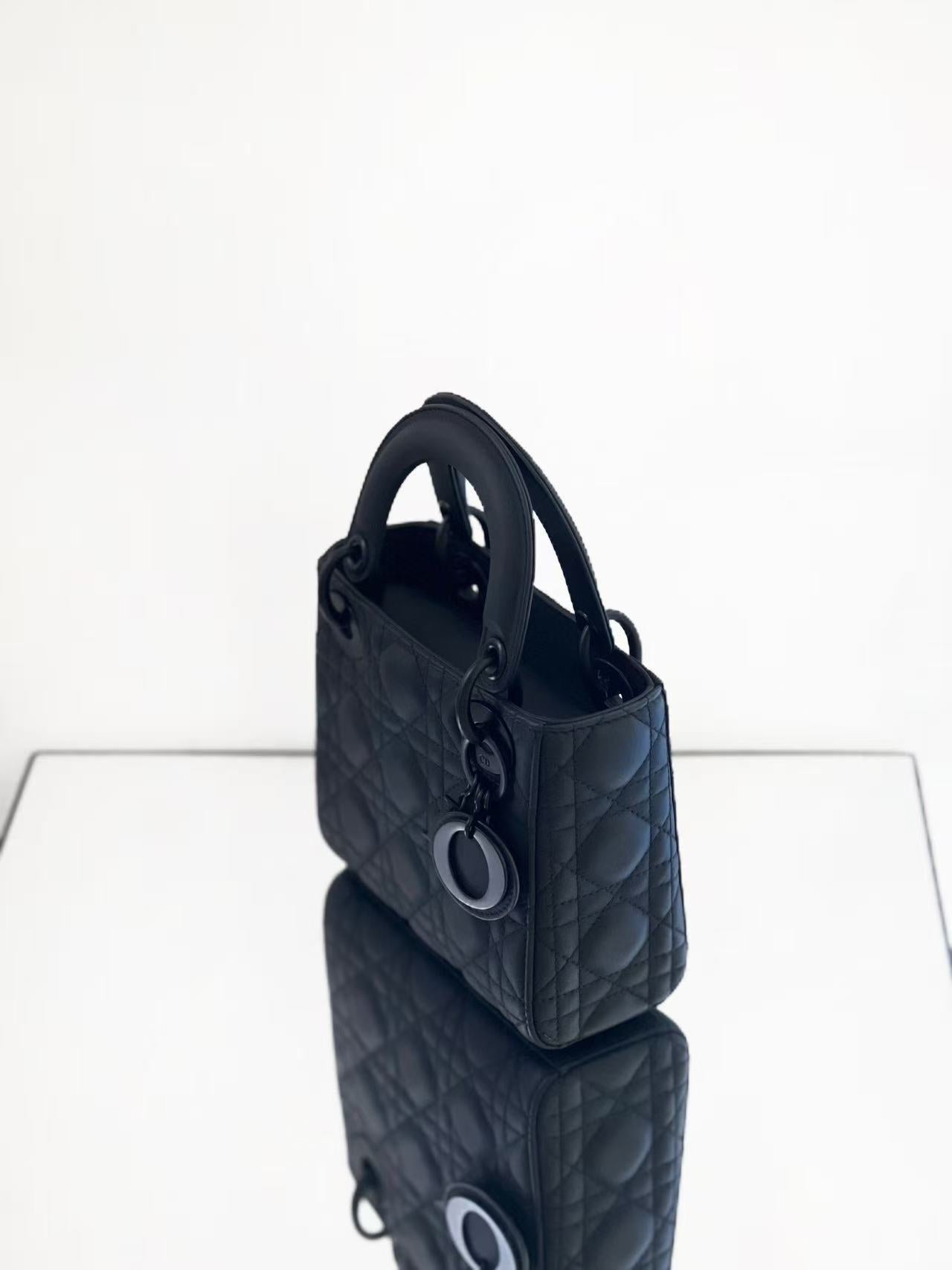 Dior - Lady Dior - Matte Calfskin Leather - Black - (mini)