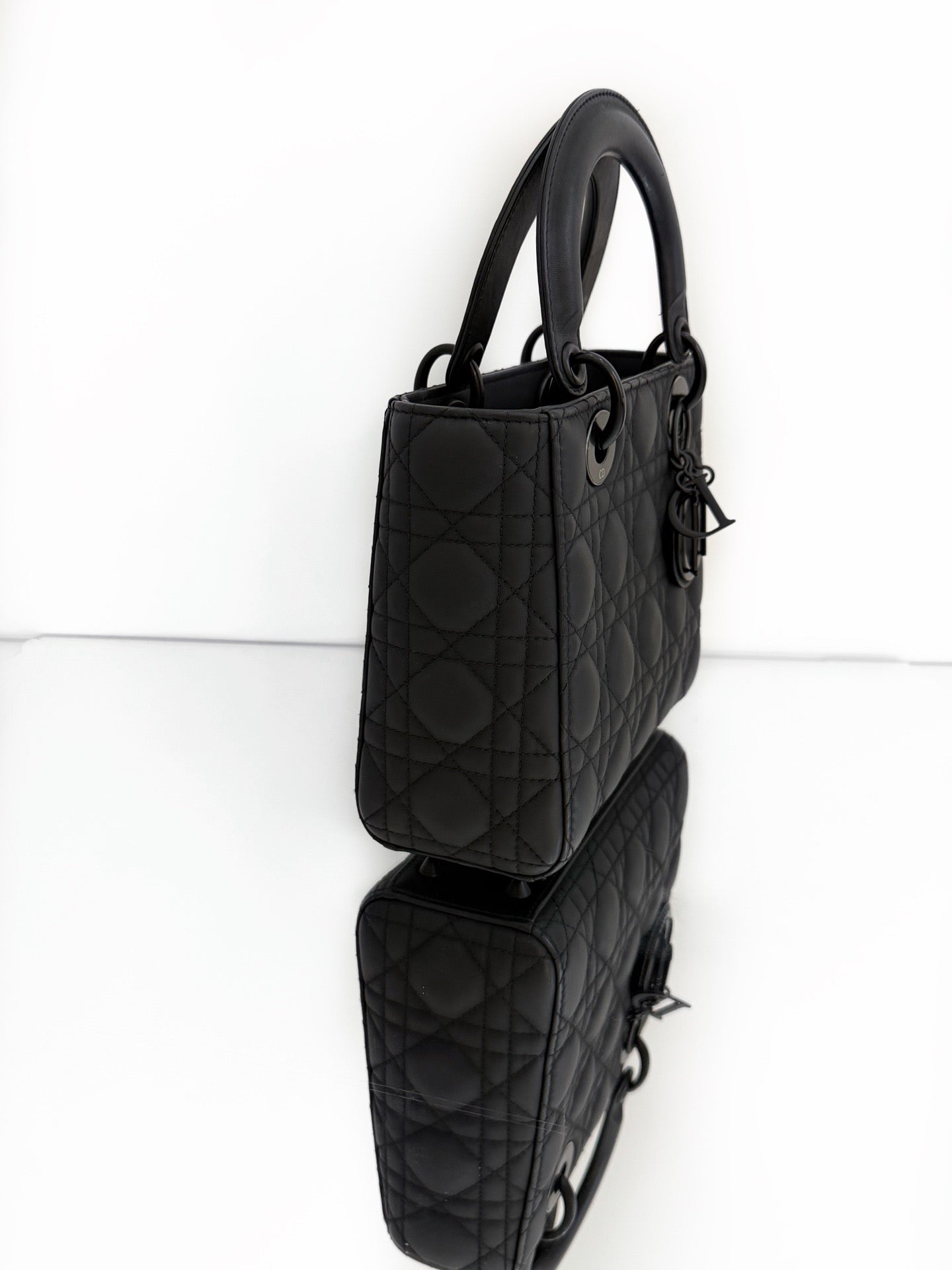 Dior - Lady Dior - Matte lambskin leather - Black - (small)
