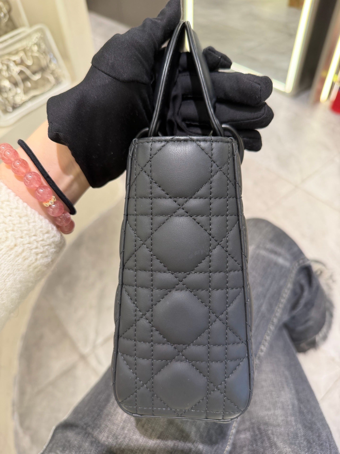 Dior - Lady Dior - Matte lambskin leather - Black - (small)