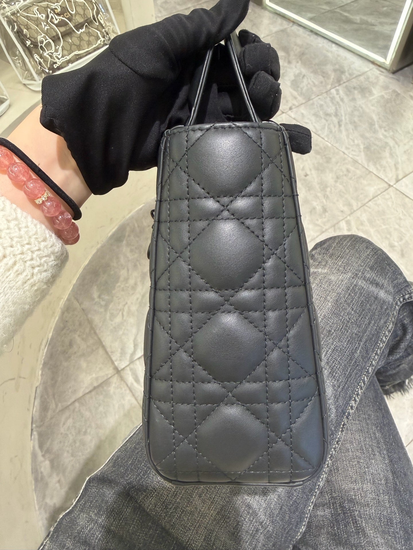 Dior - Lady Dior - Matte lambskin leather - Black - (small)