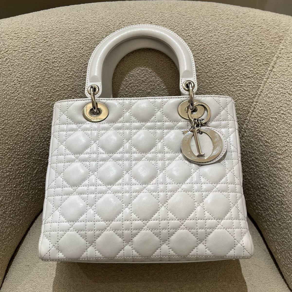 Dior - Lady Dior Medium - Leather - Grey - (medium)