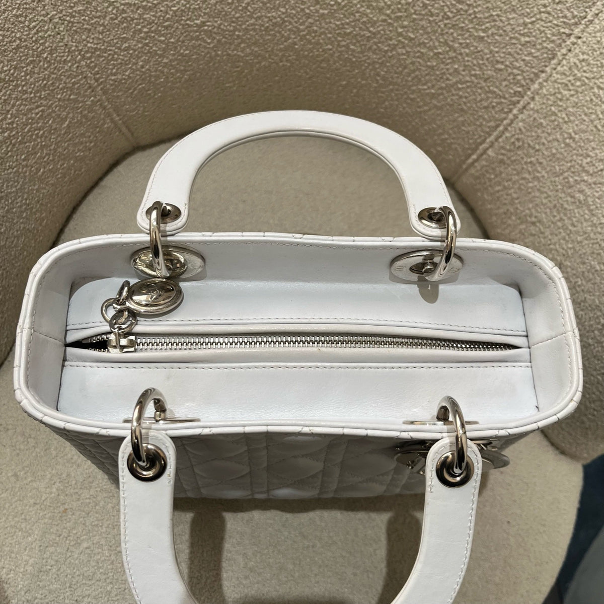 Dior - Lady Dior Medium - Leather - Grey - (medium)