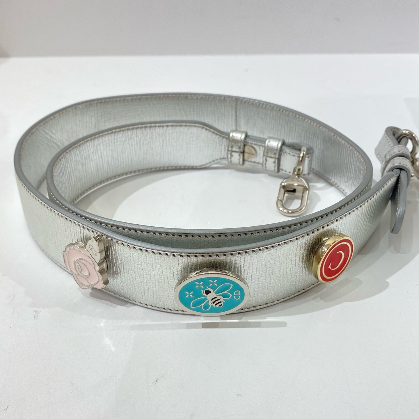 Dior - Lady Dior - Metallic grained leather - Silver with Silver-tone Hardware - (Mini)