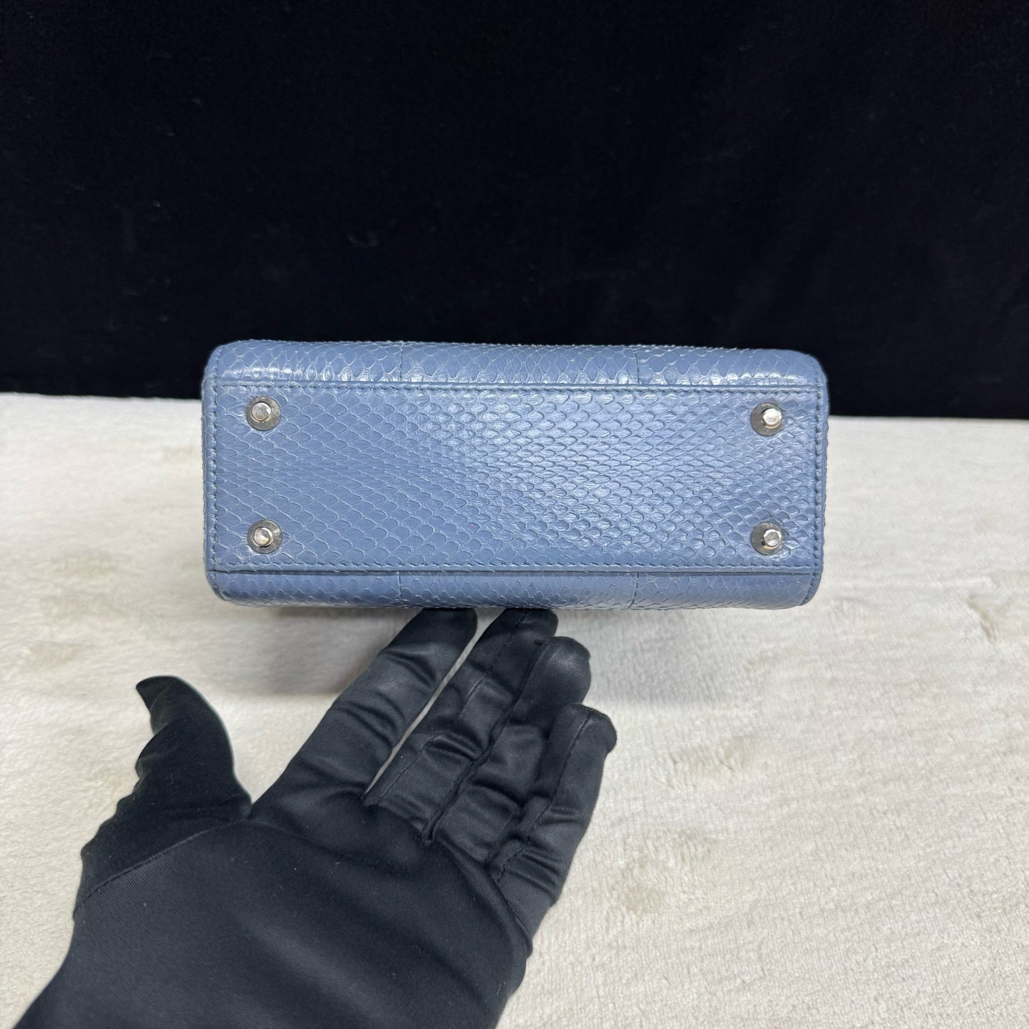 Dior - Lady Dior Mini Bag - Python leather - Blue - (mini)