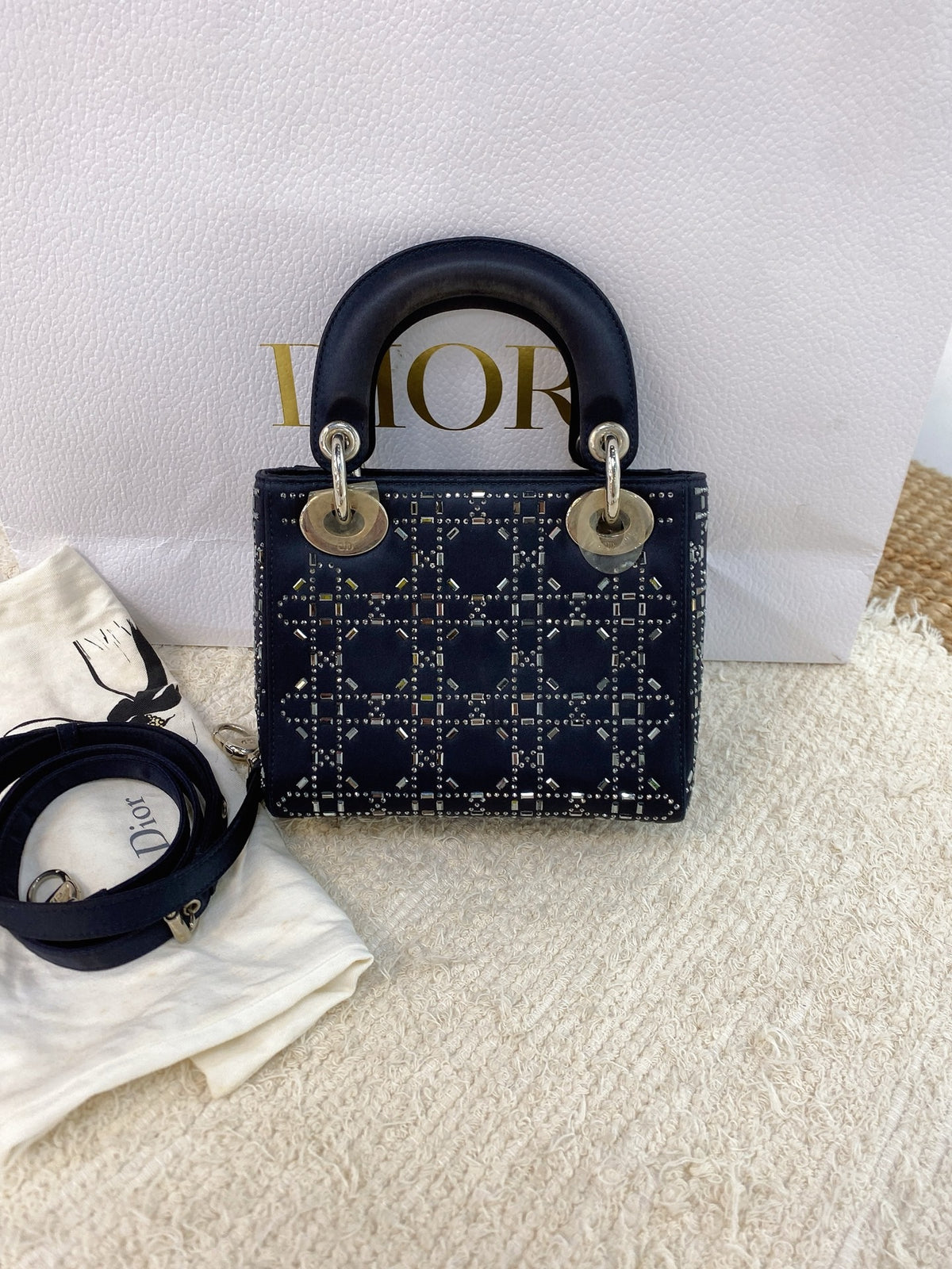 Dior - Lady Dior Mini - Cloth - Black - (Mini)