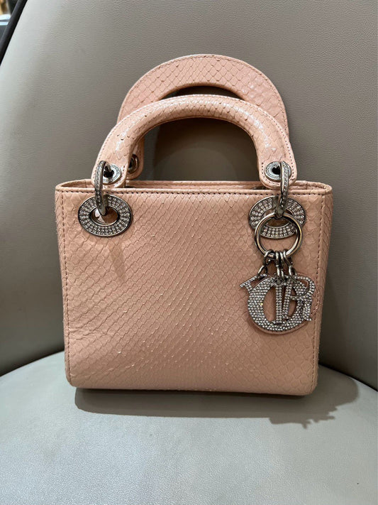 Dior - Lady Dior Mini Diamond Buckle Python - Python leather - Pale Pink - (Mini)