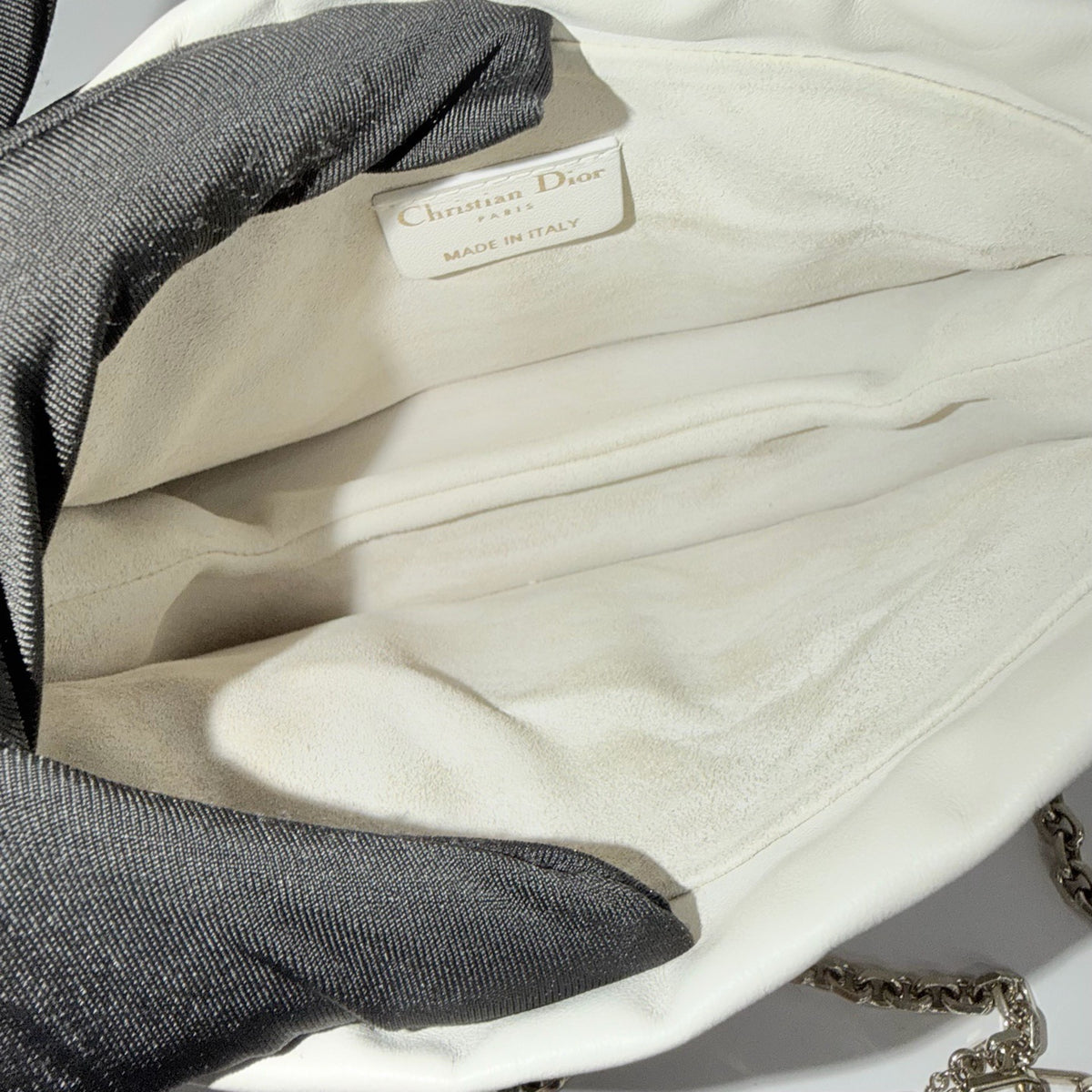 Dior - Lady Dior Mini Drawstring Pouch - Leather - White - (mini)