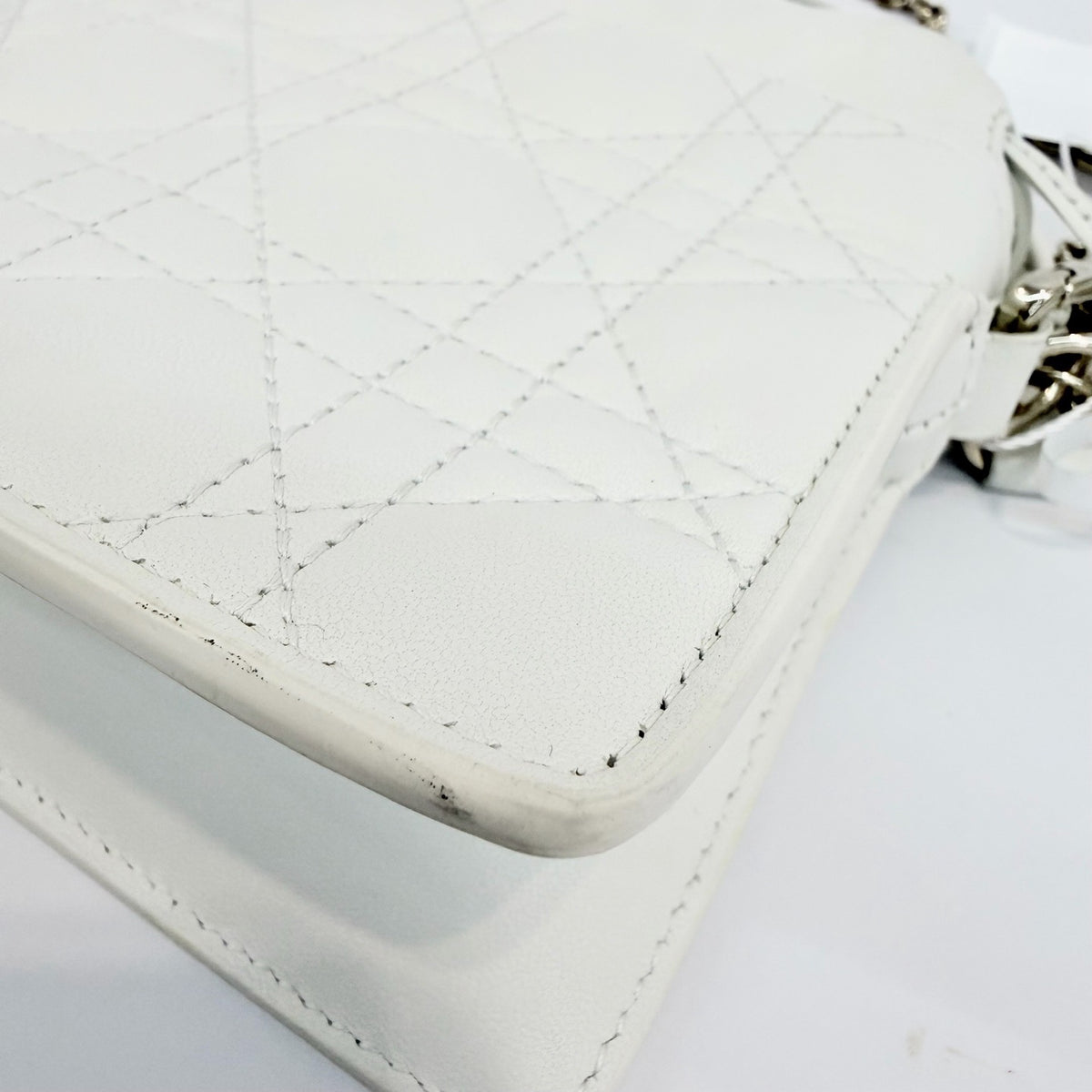 Dior - Lady Dior Mini Drawstring Pouch - Leather - White - (mini)