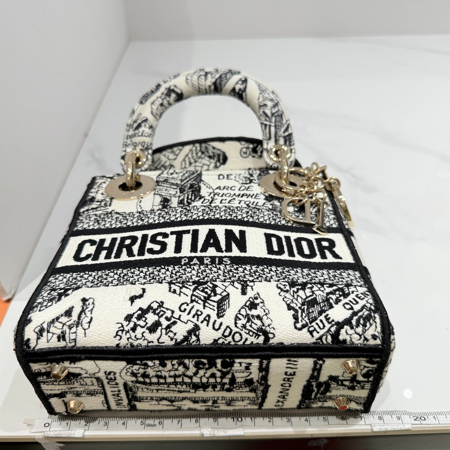 Dior - Lady Dior Mini - Embroidered canvas - Black and White - (mini)