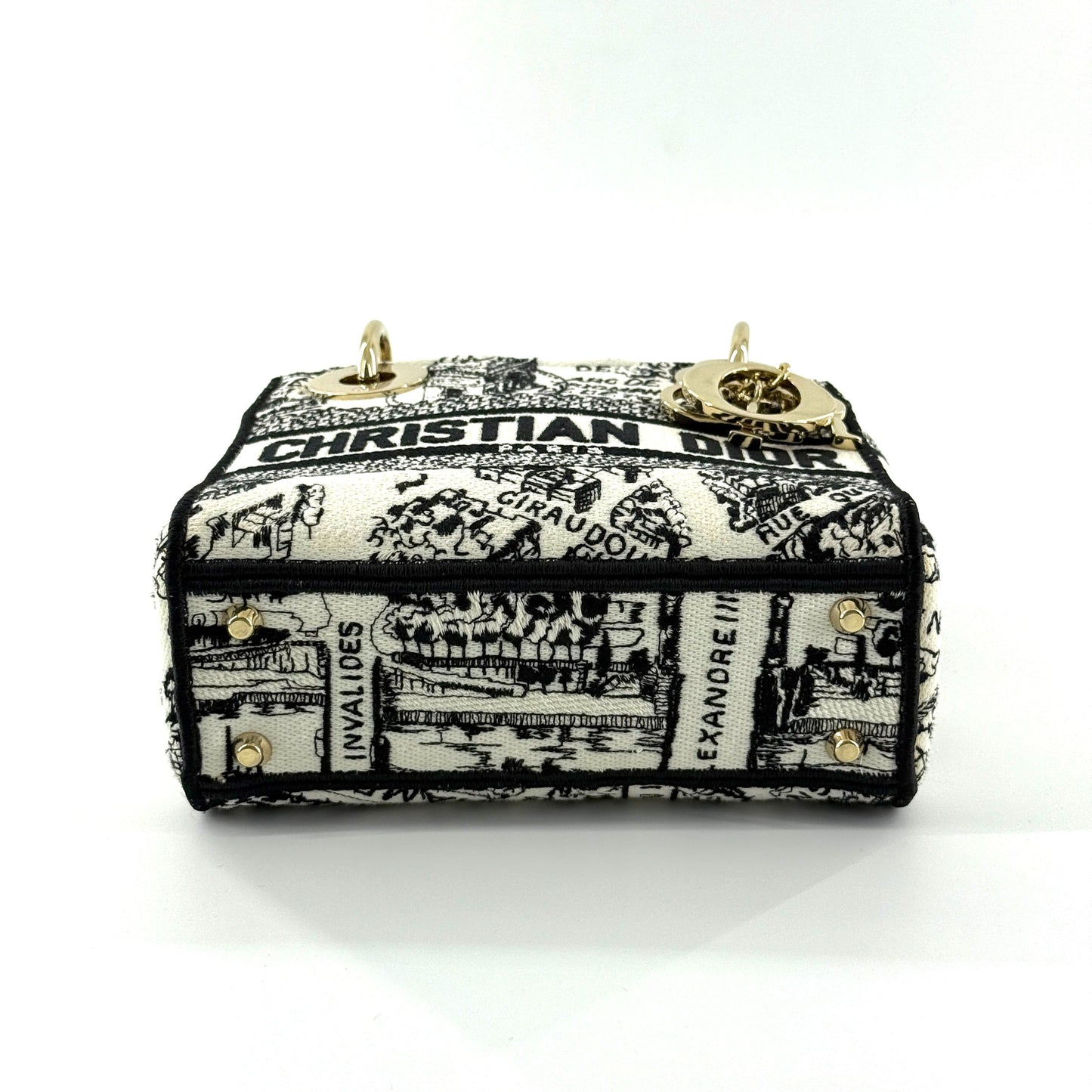 Dior - Lady Dior Mini - Embroidered canvas - Black and White - (mini)