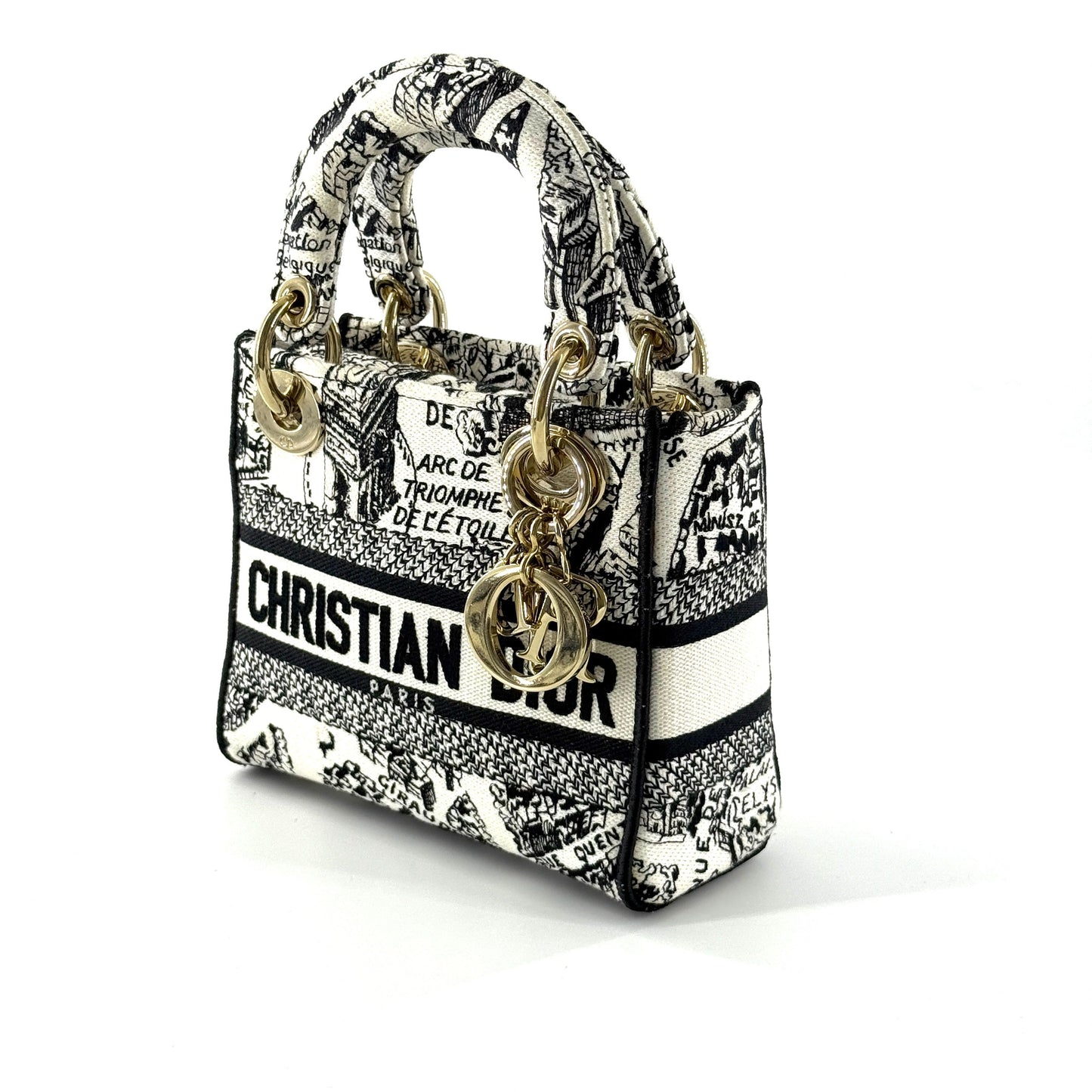 Dior - Lady Dior Mini - Embroidered canvas - Black and White - (mini)