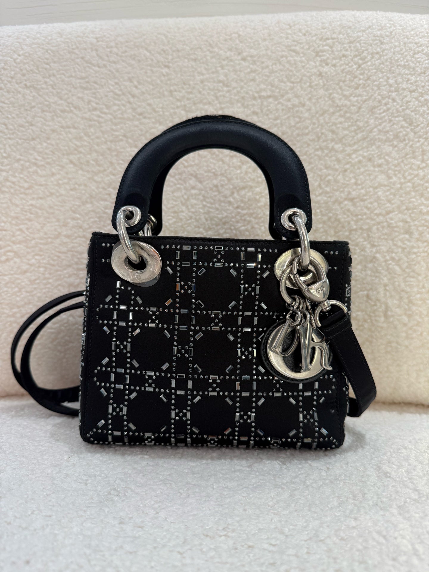 Dior - Lady Dior Mini - Fabric with metallic embellishments - Black - (mini)