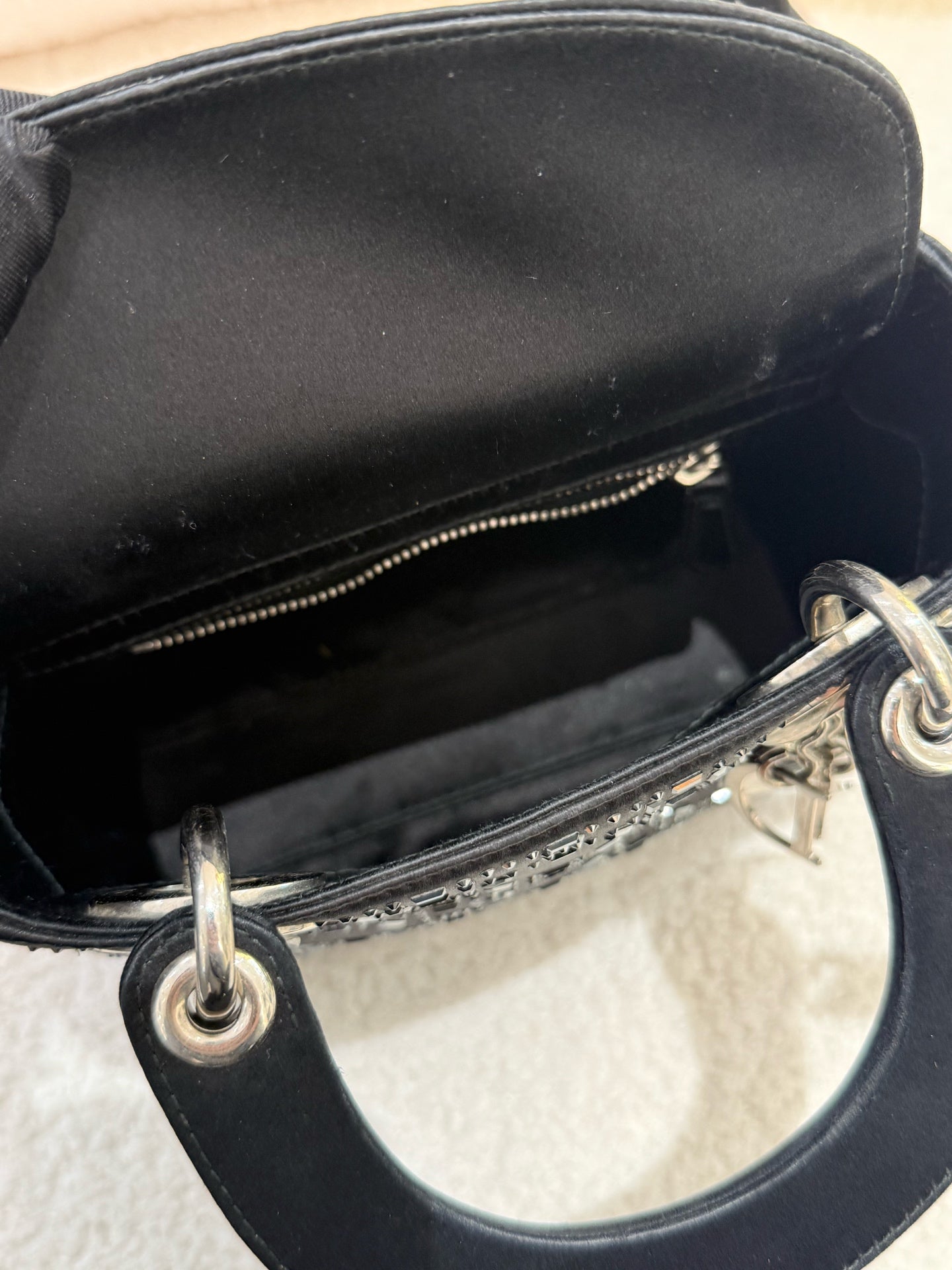 Dior - Lady Dior Mini - Fabric with metallic embellishments - Black - (mini)