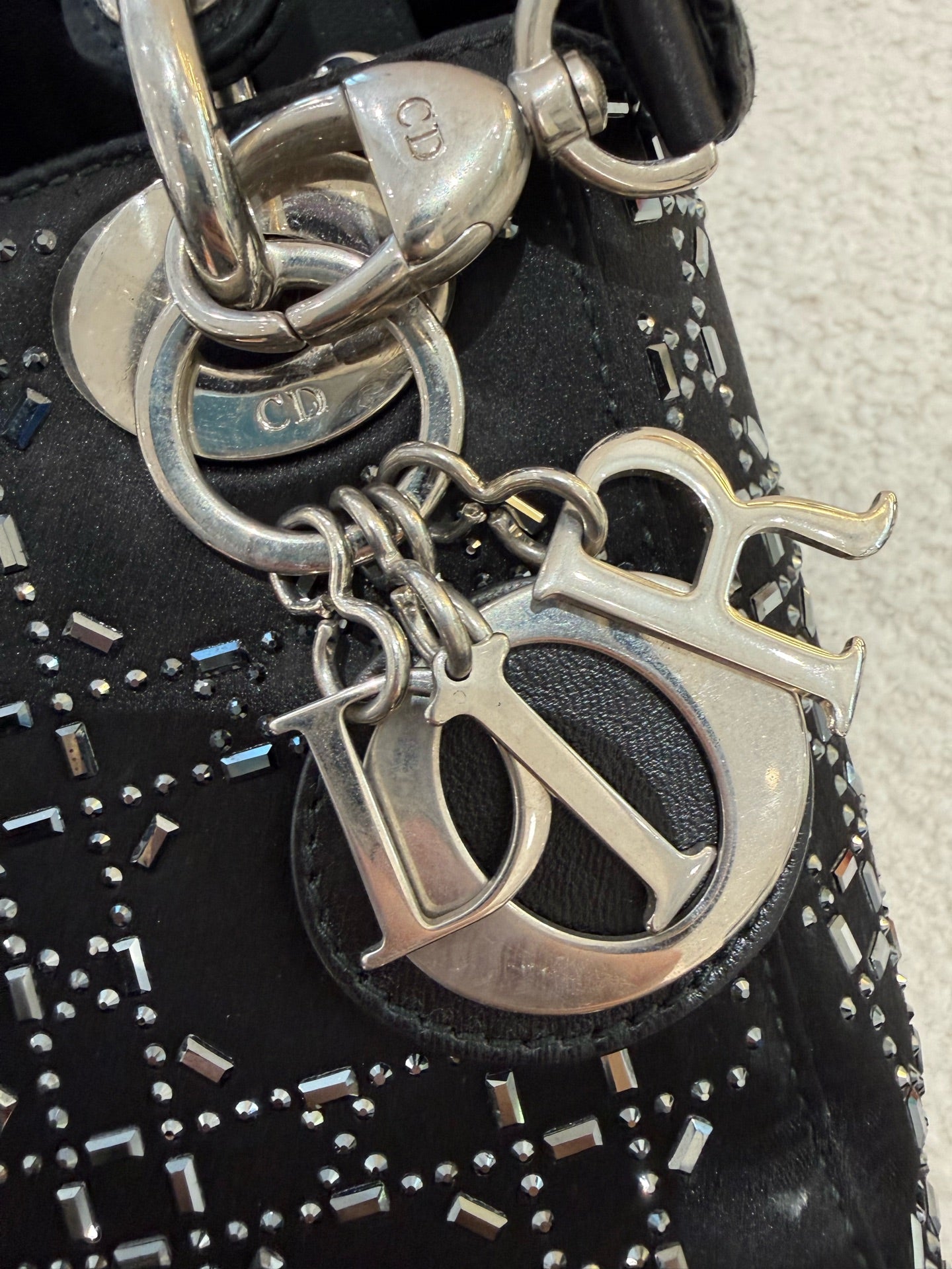 Dior - Lady Dior Mini - Fabric with metallic embellishments - Black - (mini)
